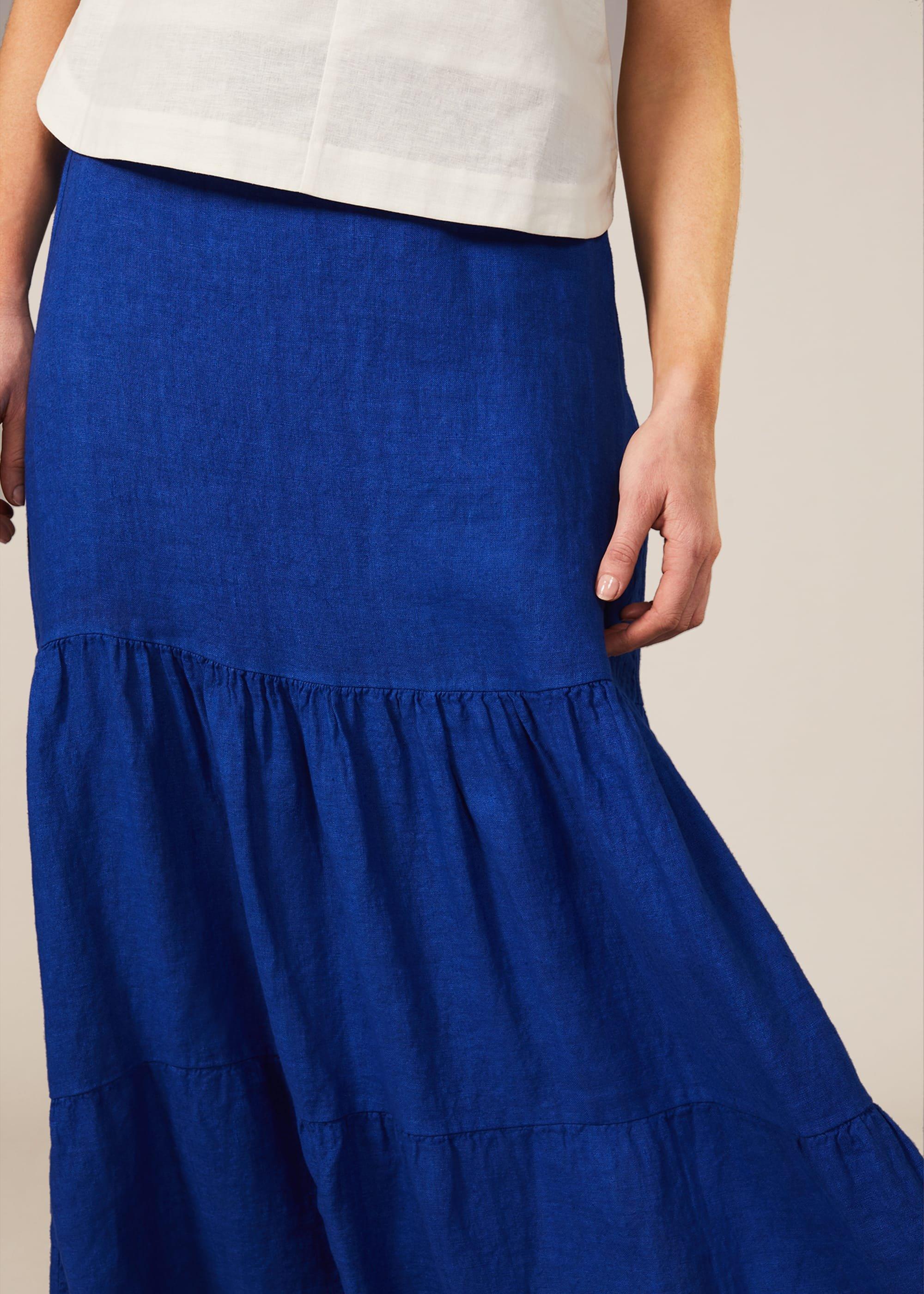 Arvinder Linen Tiered Maxi Skirt