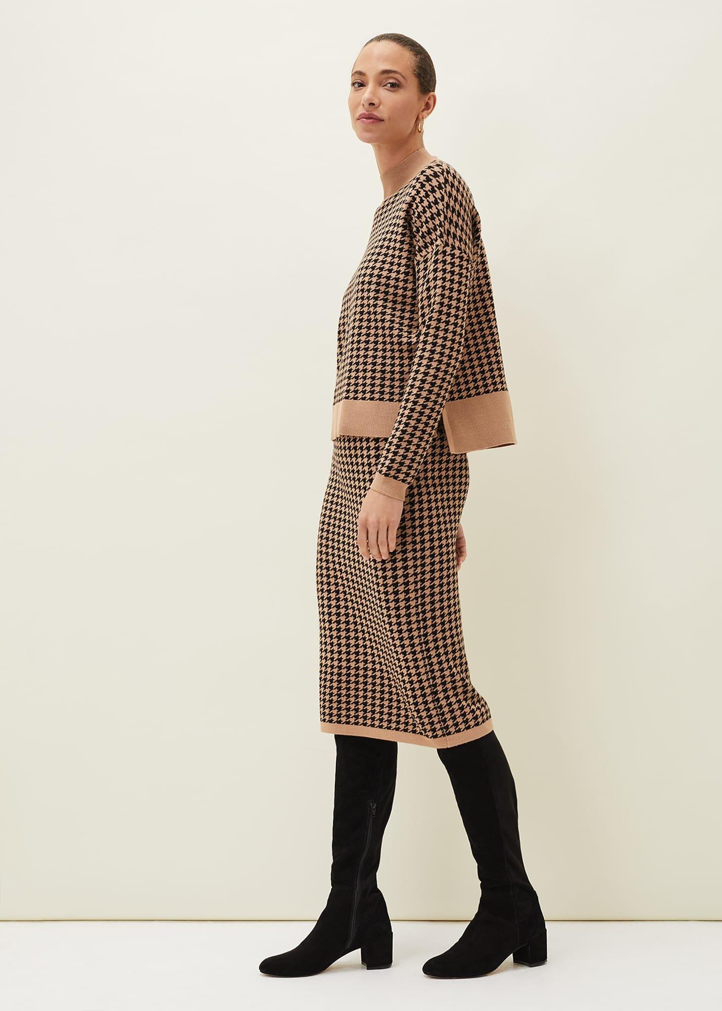 Soph Dogtooth Knitted Co-Ord Skirt