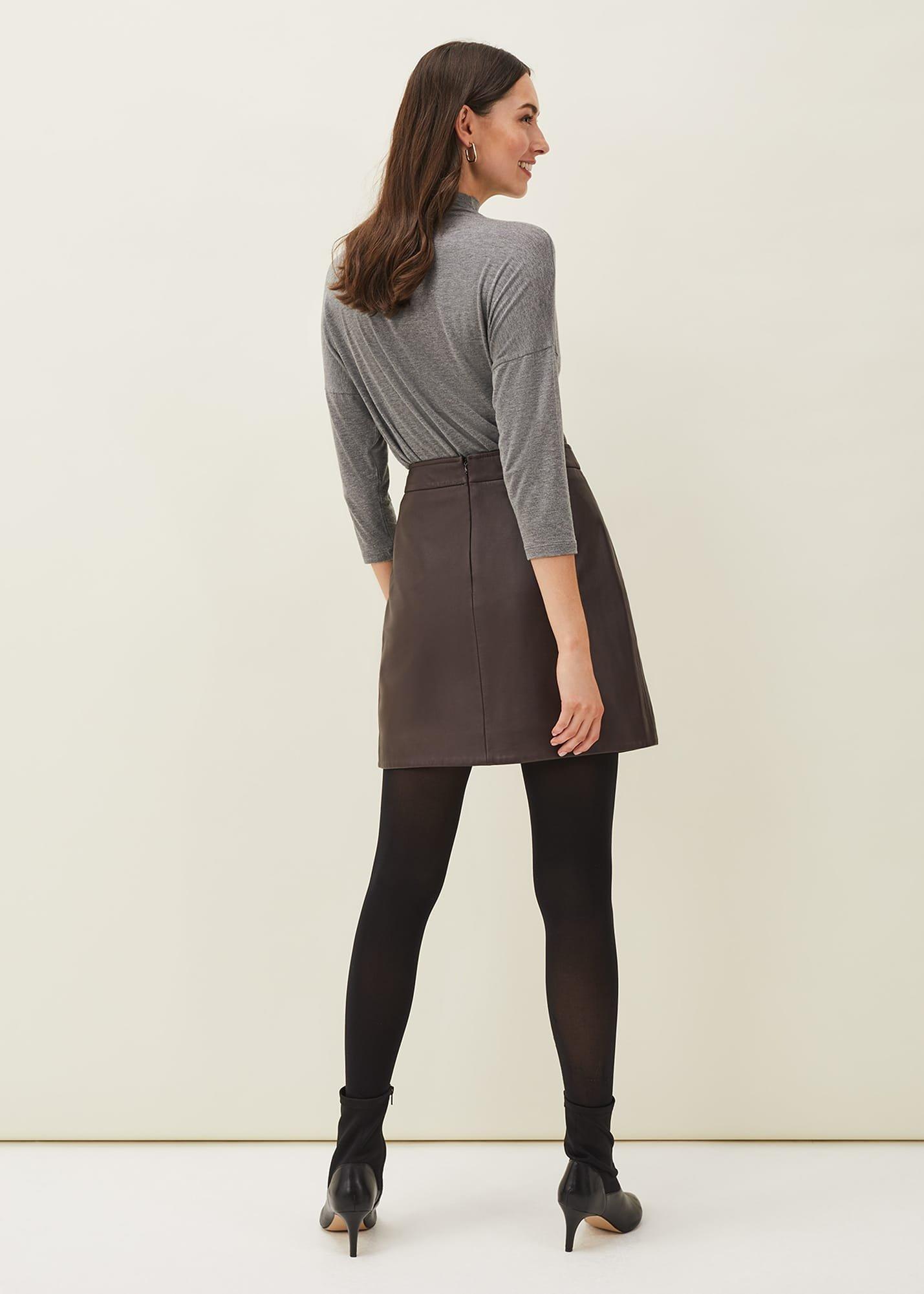 Nadine Leather A-Line Skirt