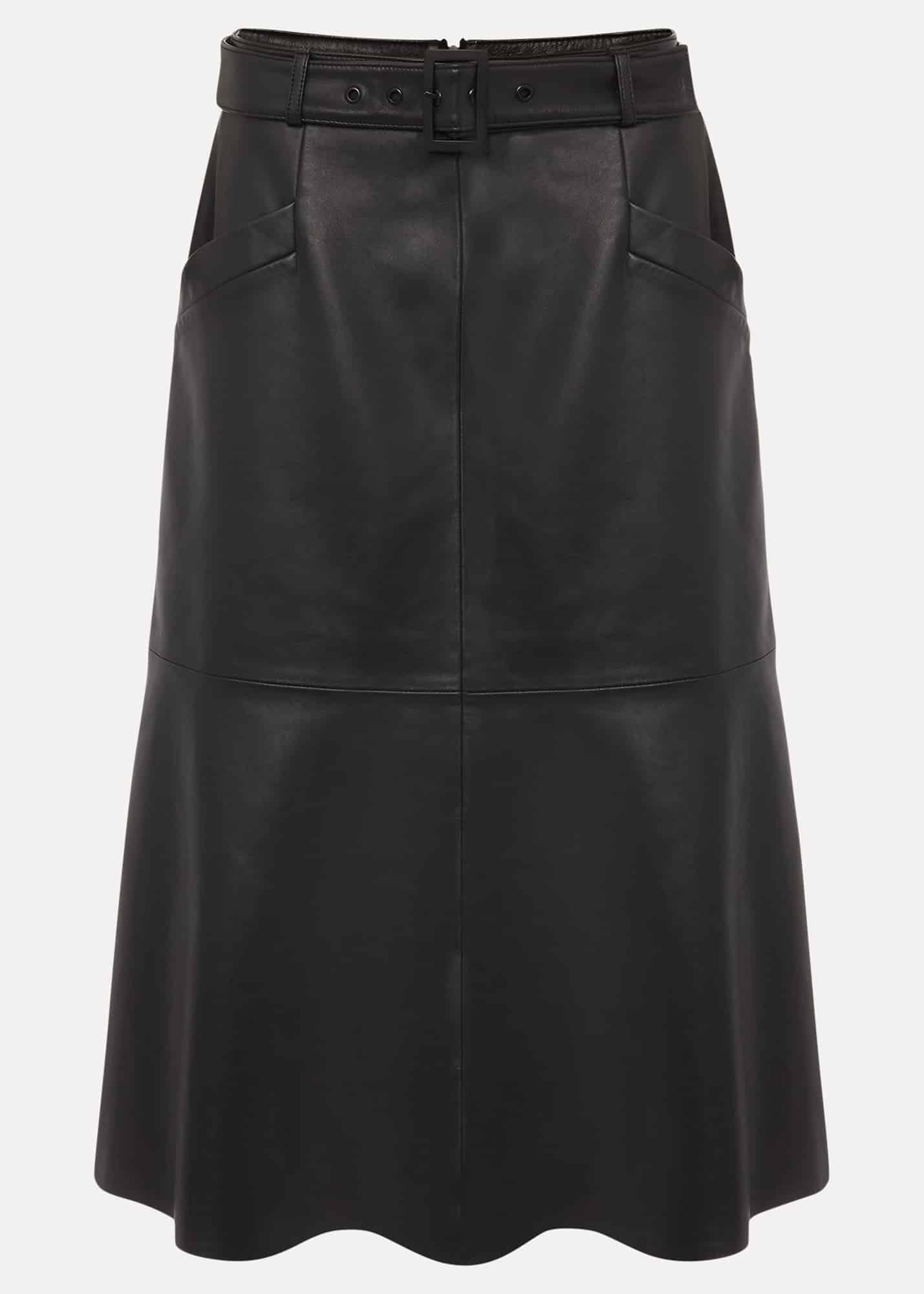 Jemma Leather A-Line Midi Skirt