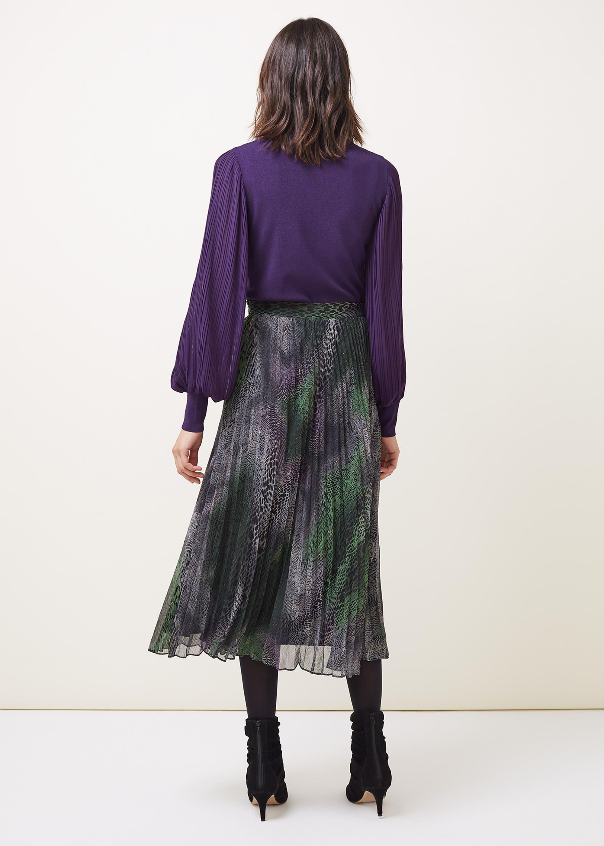 Camina Snake Print Pleated Maxi Skirt