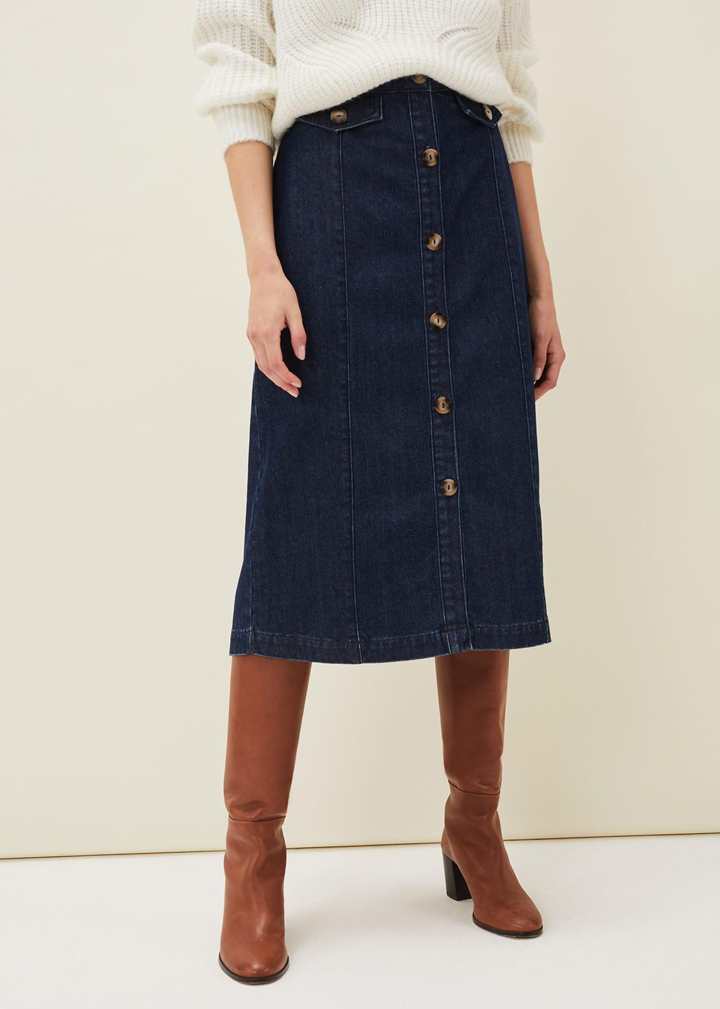 Jessa Denim Midi Pencil Skirt