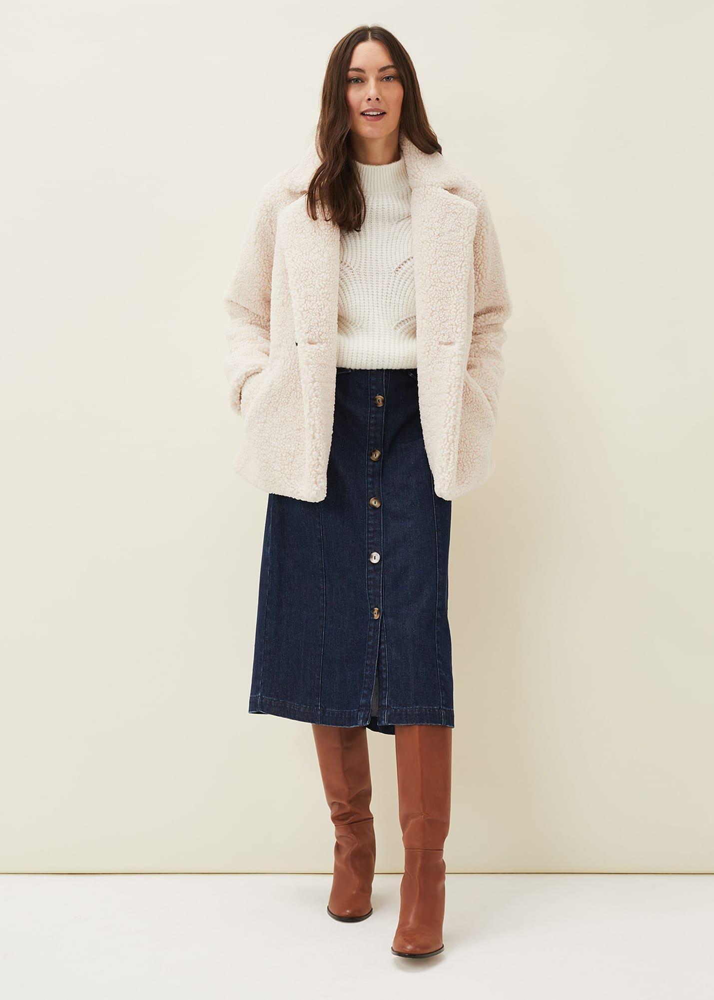 Jessa Denim Midi Pencil Skirt