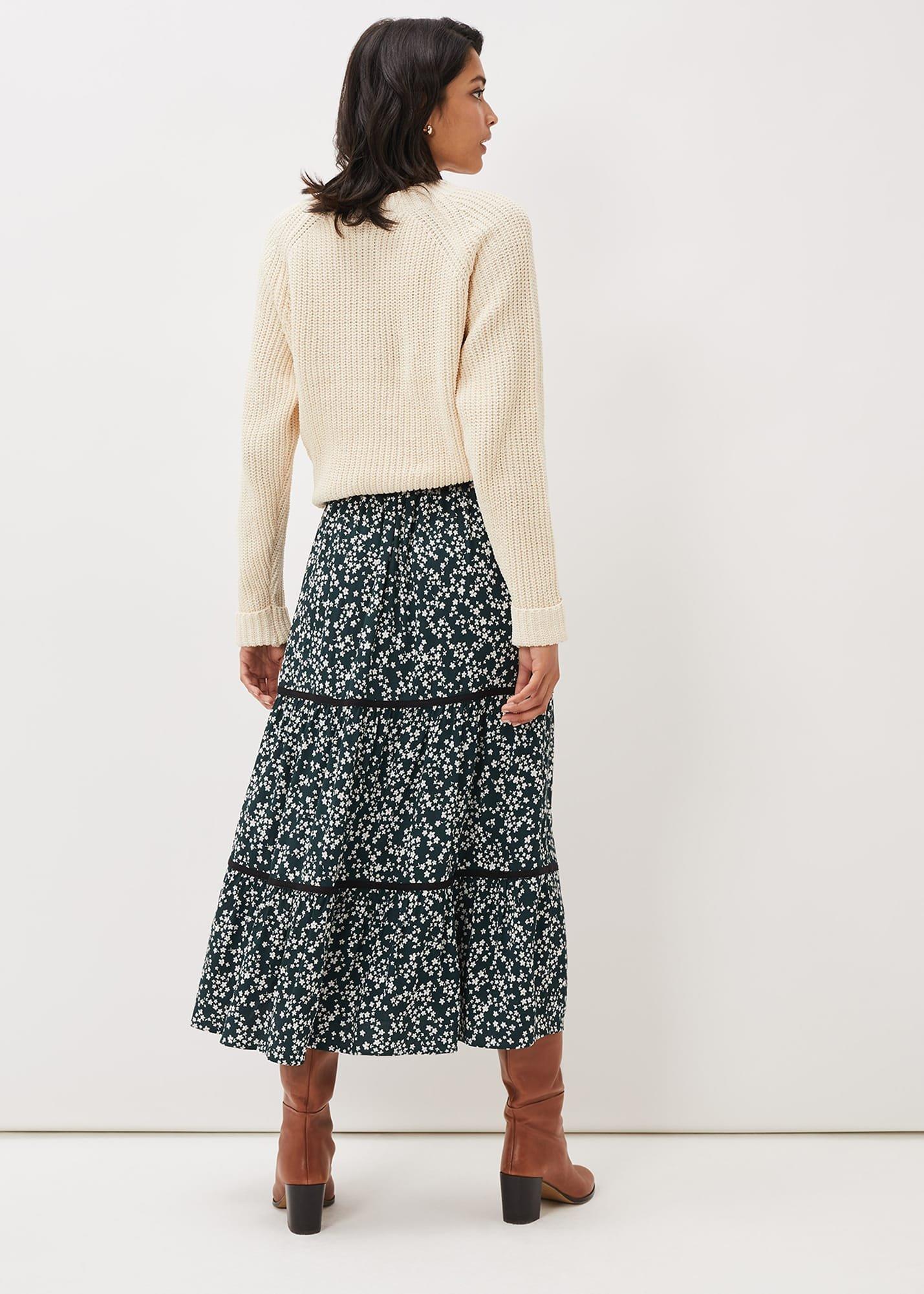 Lennox Ditsy Print Tiered Maxi Skirt