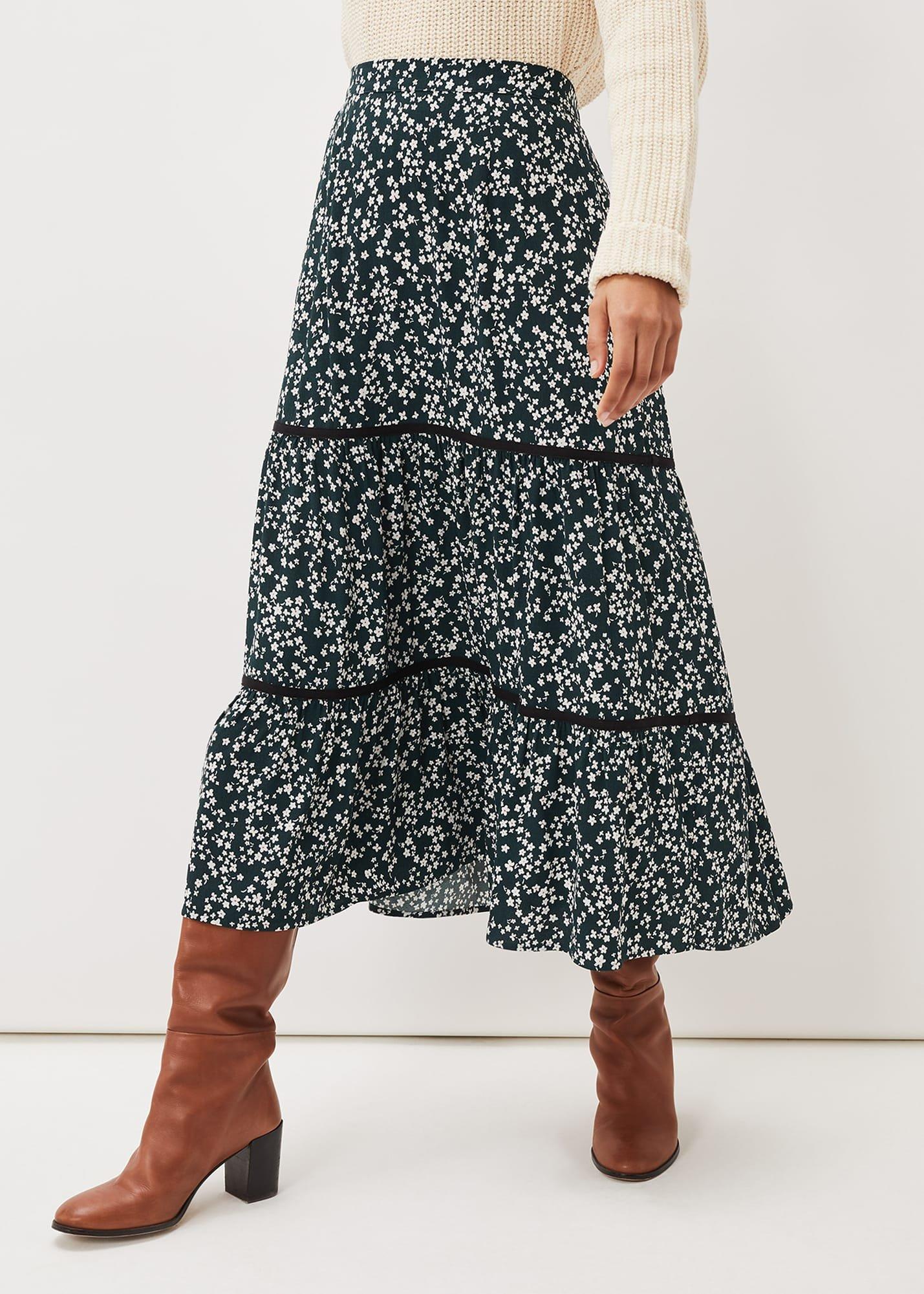 Lennox Ditsy Print Tiered Maxi Skirt