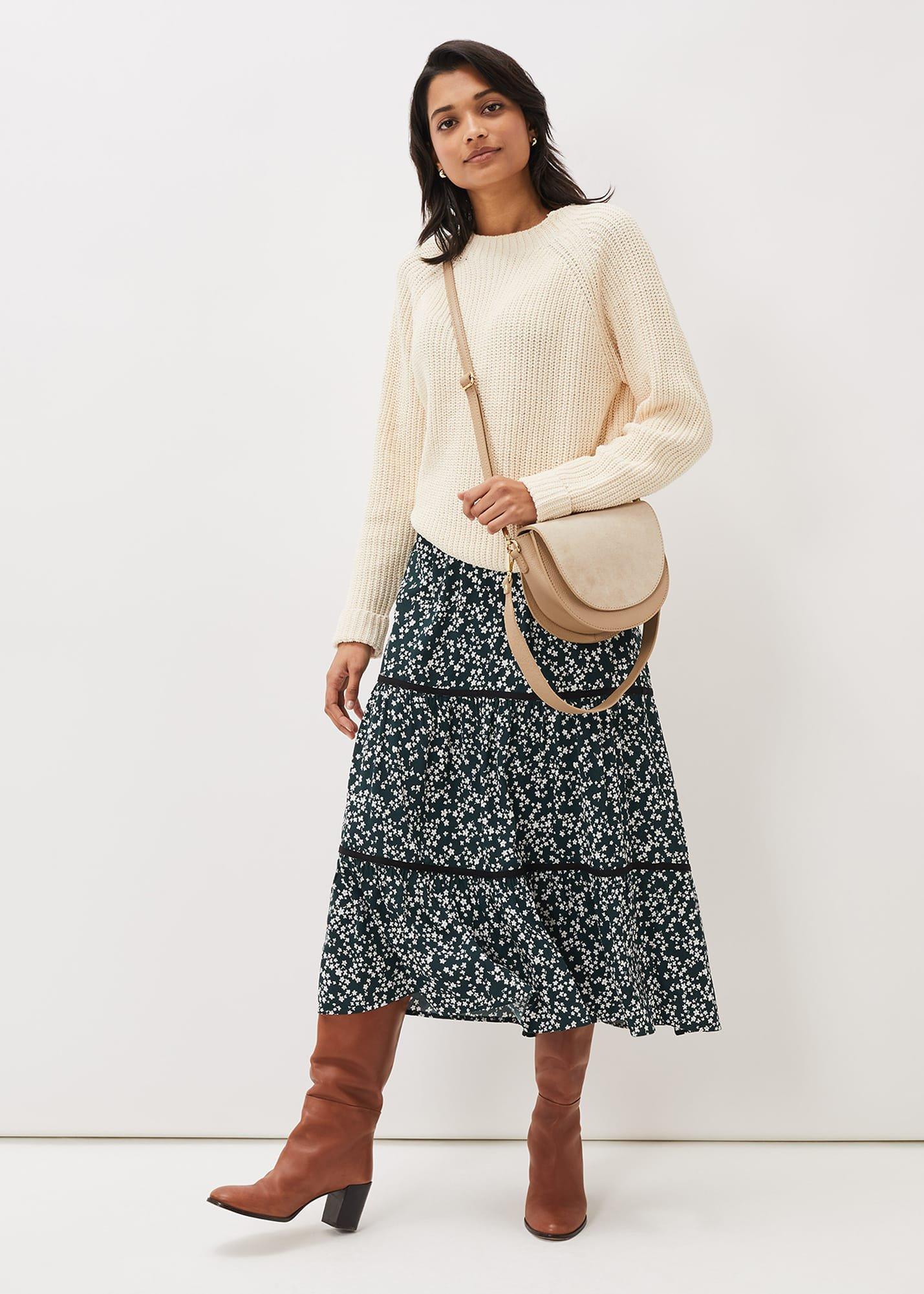 Lennox Ditsy Print Tiered Maxi Skirt