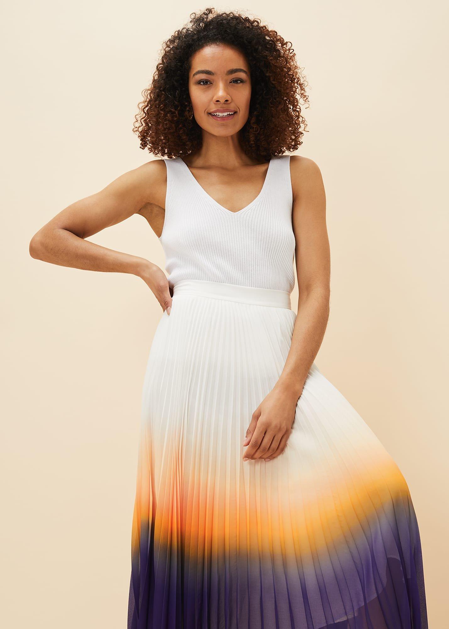 Raya Pleated Dip Dye Skirt