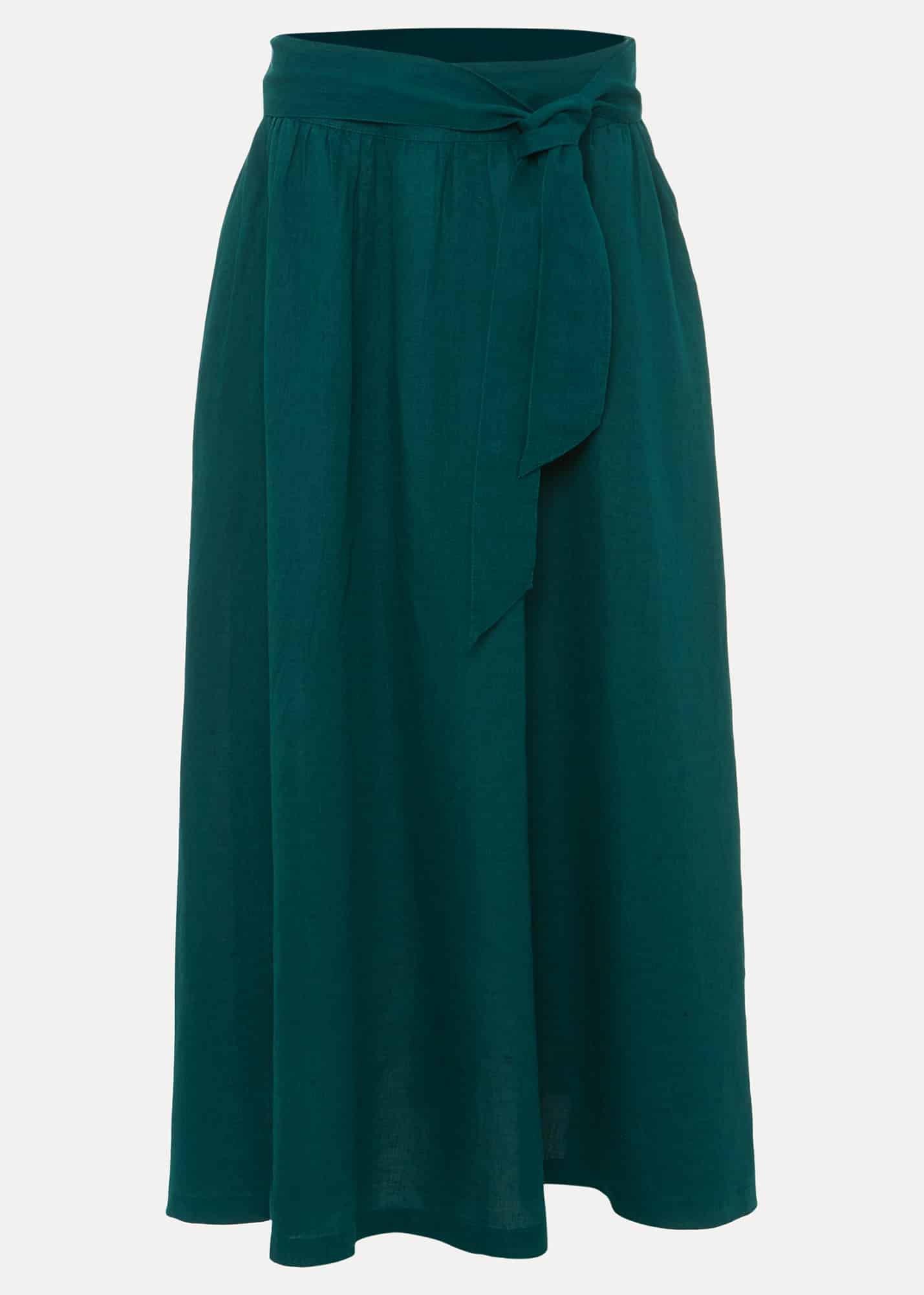 Amorette Linen Belted Maxi Skirt