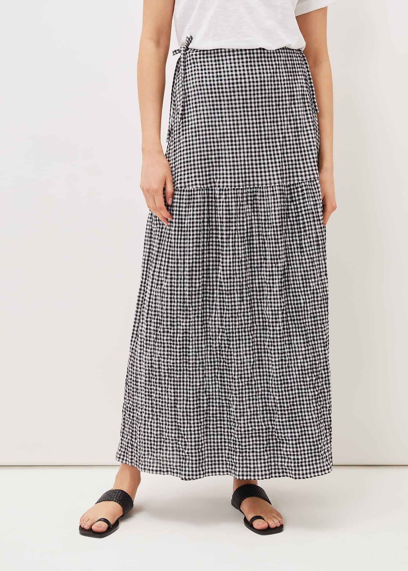 Tyrina Cotton Gingham Wrap Maxi Skirt