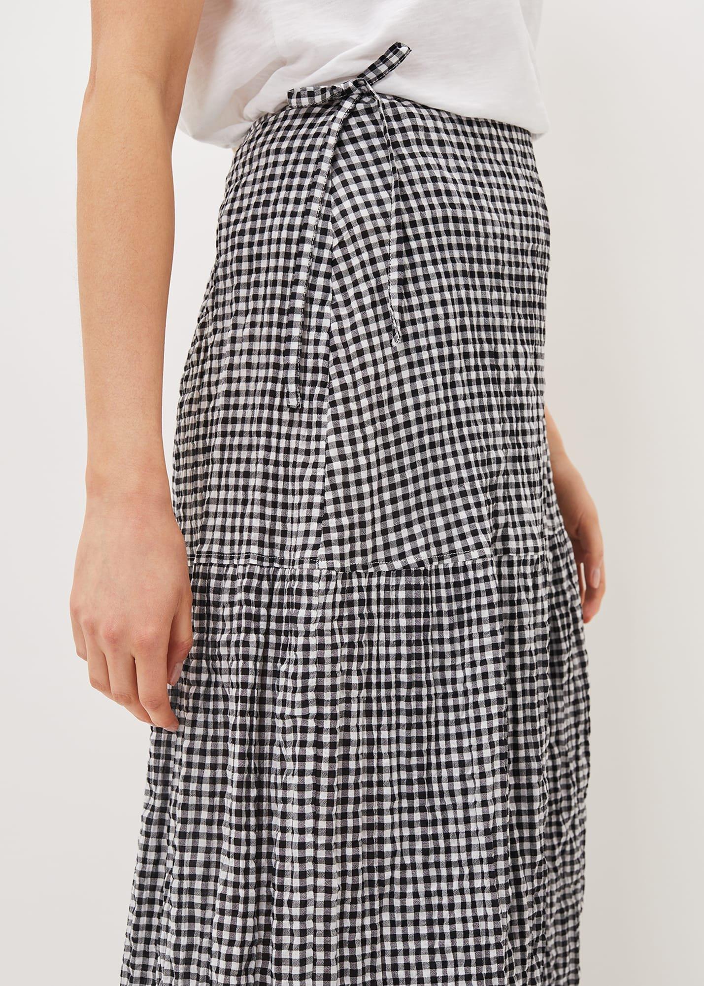 Tyrina Cotton Gingham Wrap Maxi Skirt