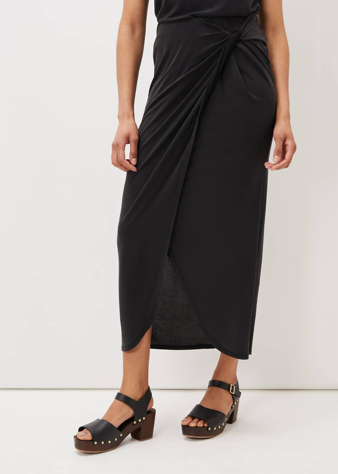 Nathalia Jersey Draped Midi Skirt