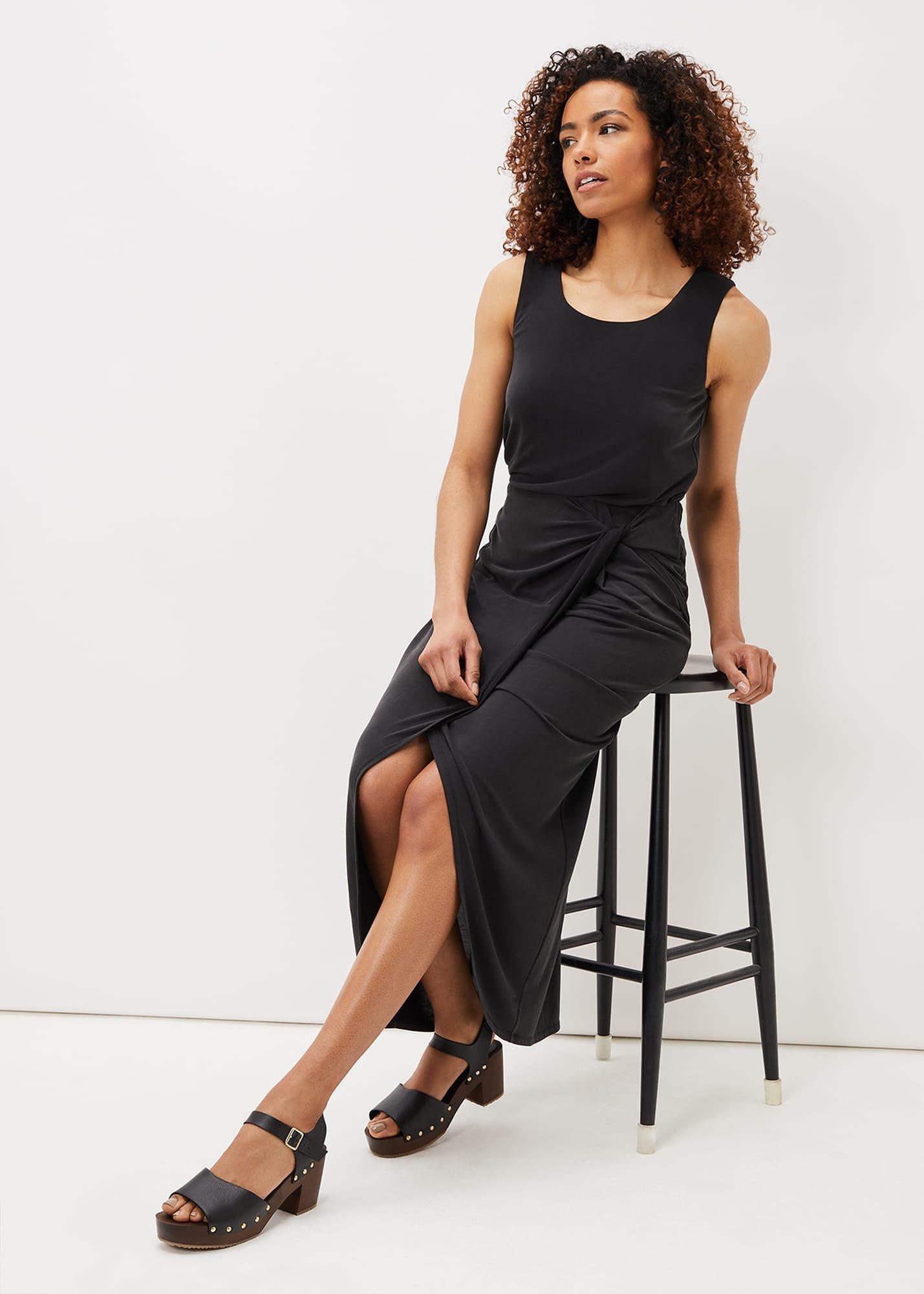 Nathalia Jersey Draped Midi Skirt