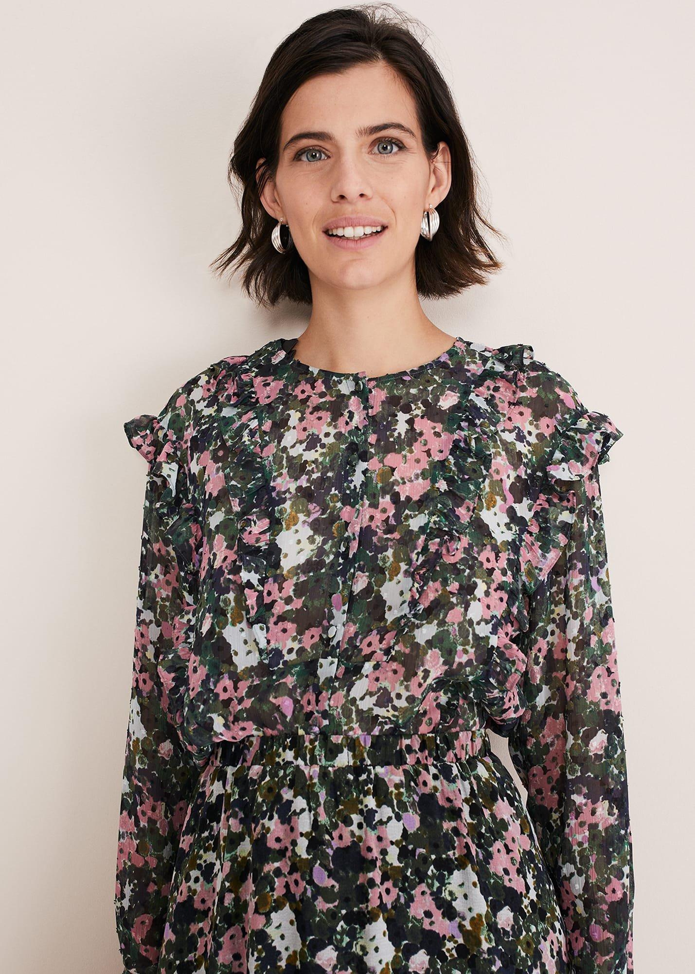 Zowena Floral Tiered Midi Skirt