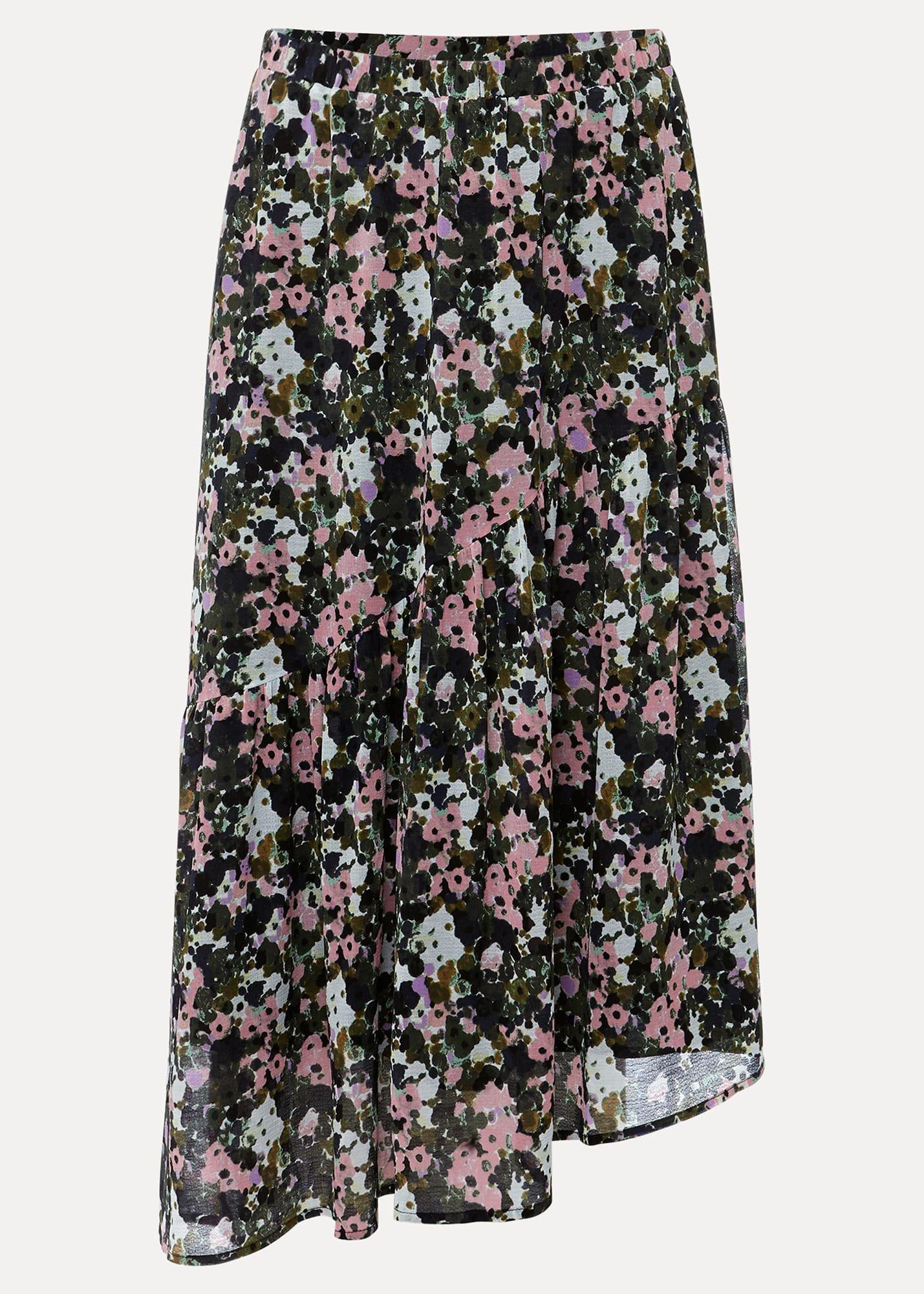 Zowena Floral Tiered Midi Skirt