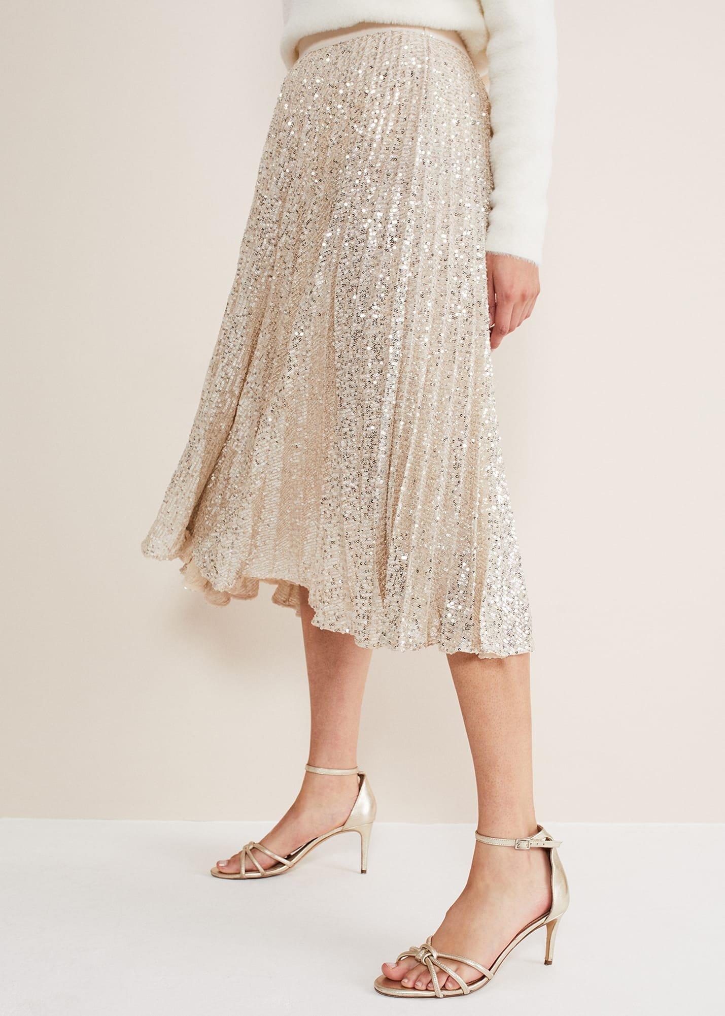Celeste Sequin Pleat Skirt