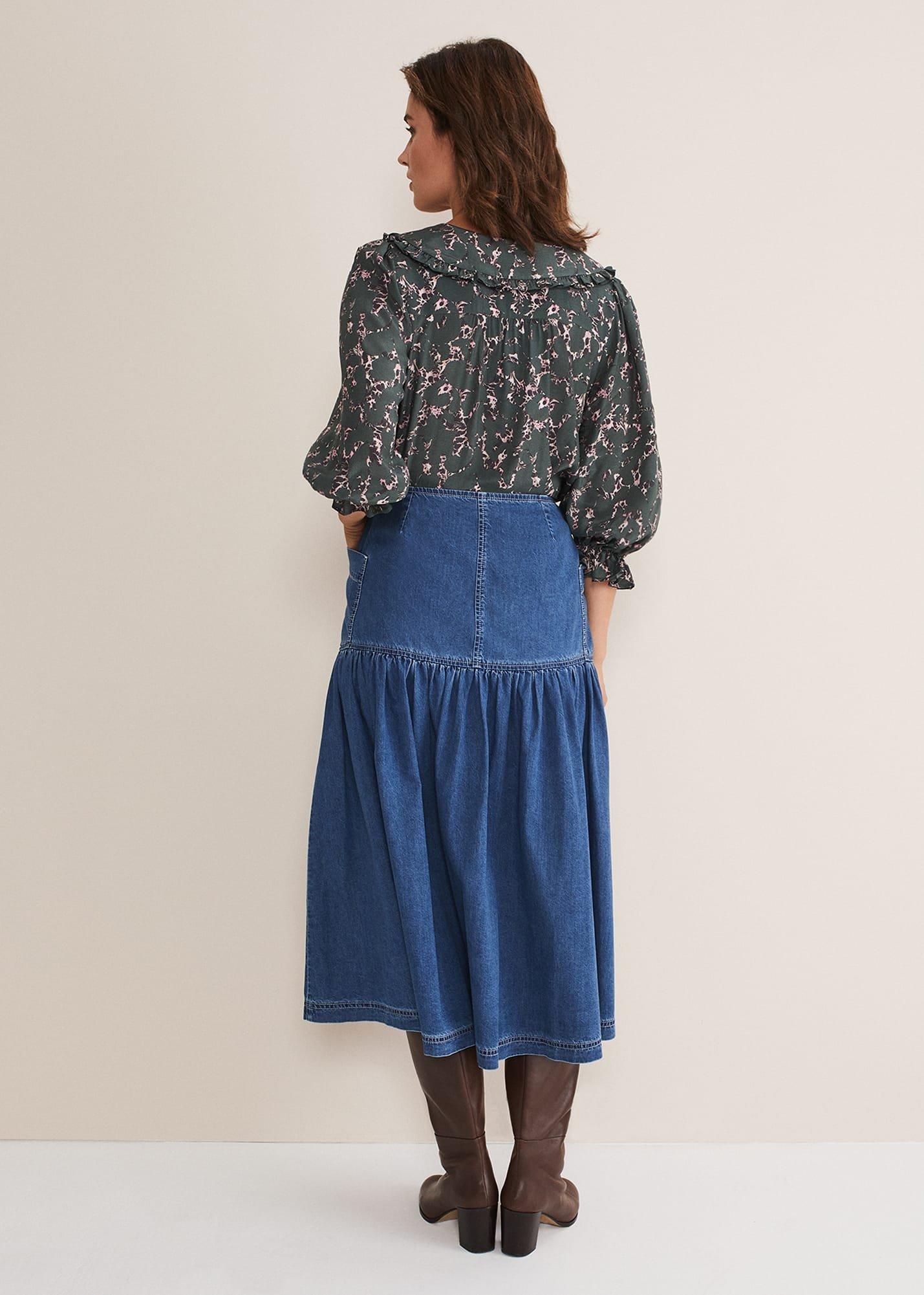 Elodie Tiered Denim Skirt