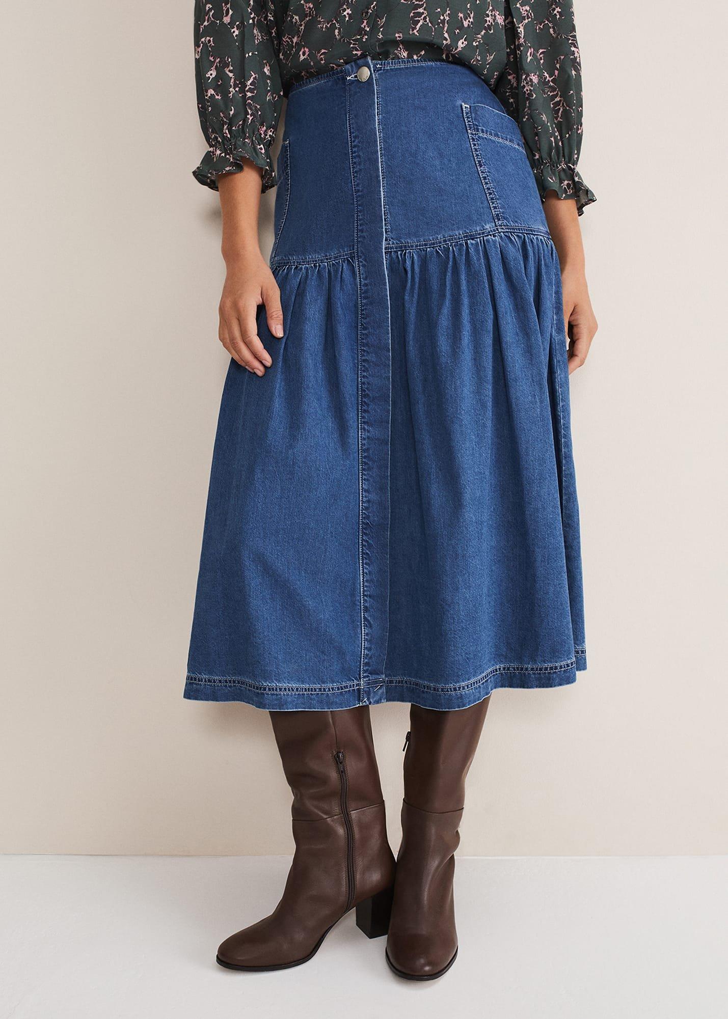 Elodie Tiered Denim Skirt