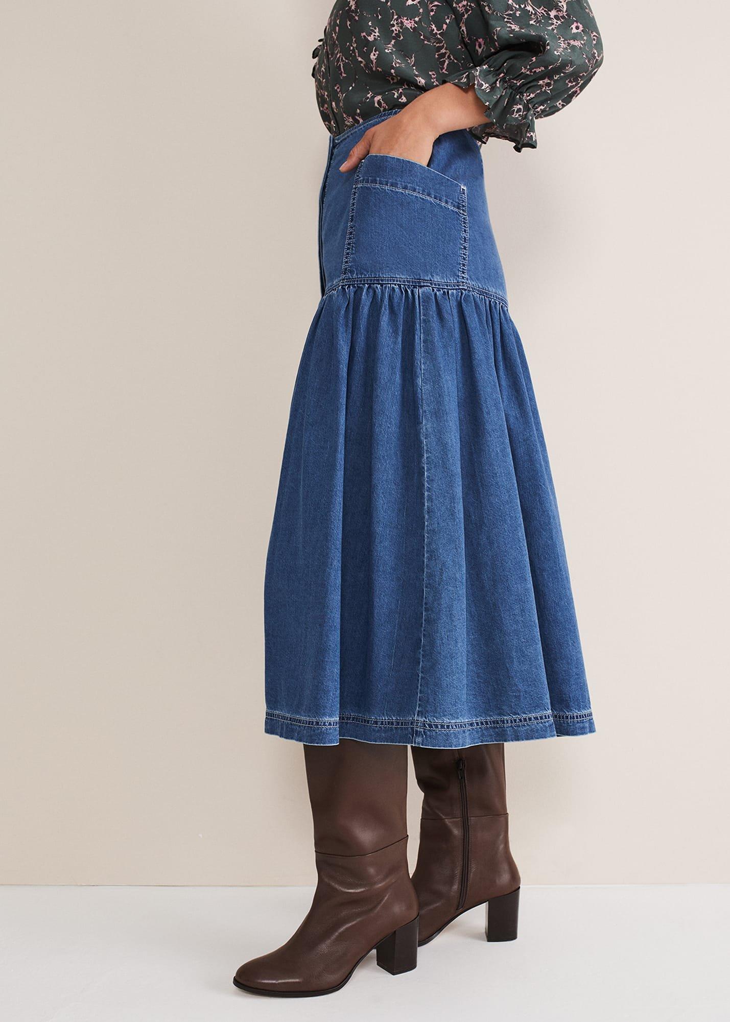 Elodie Tiered Denim Skirt