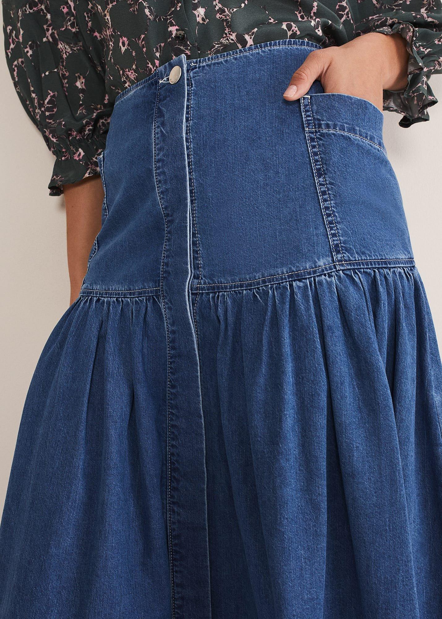 Elodie Tiered Denim Skirt