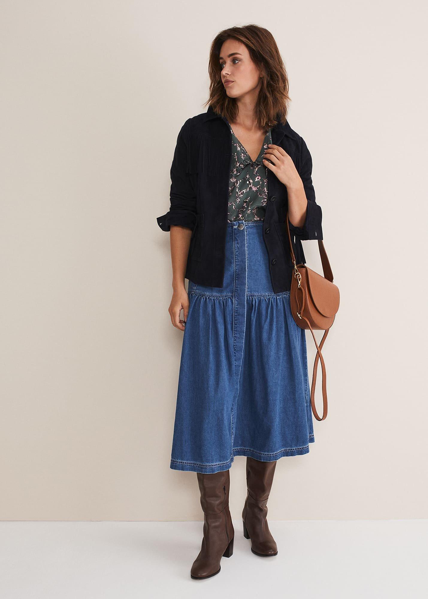 Elodie Tiered Denim Skirt