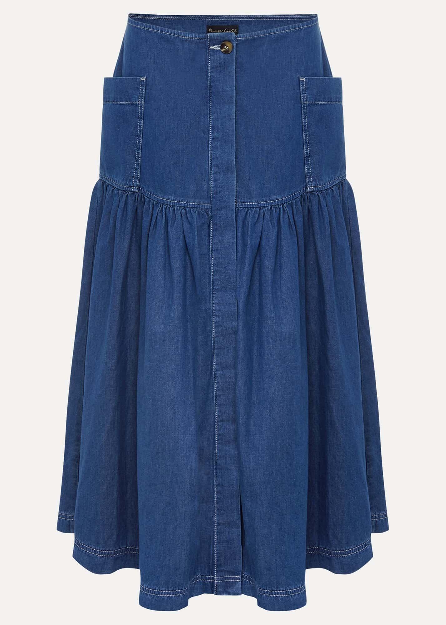 Elodie Tiered Denim Skirt