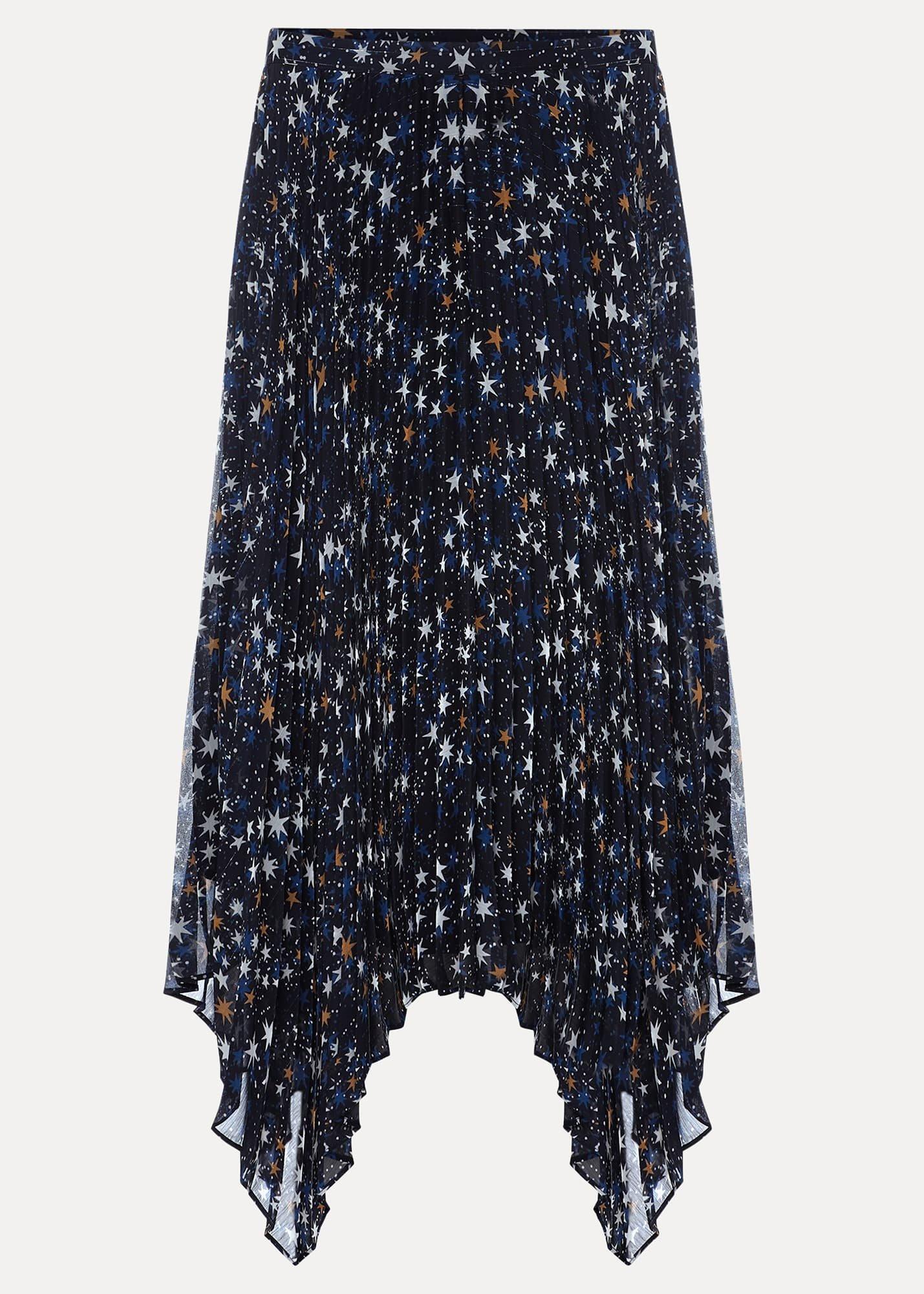 Zeba Star Pleated Midi Skirt