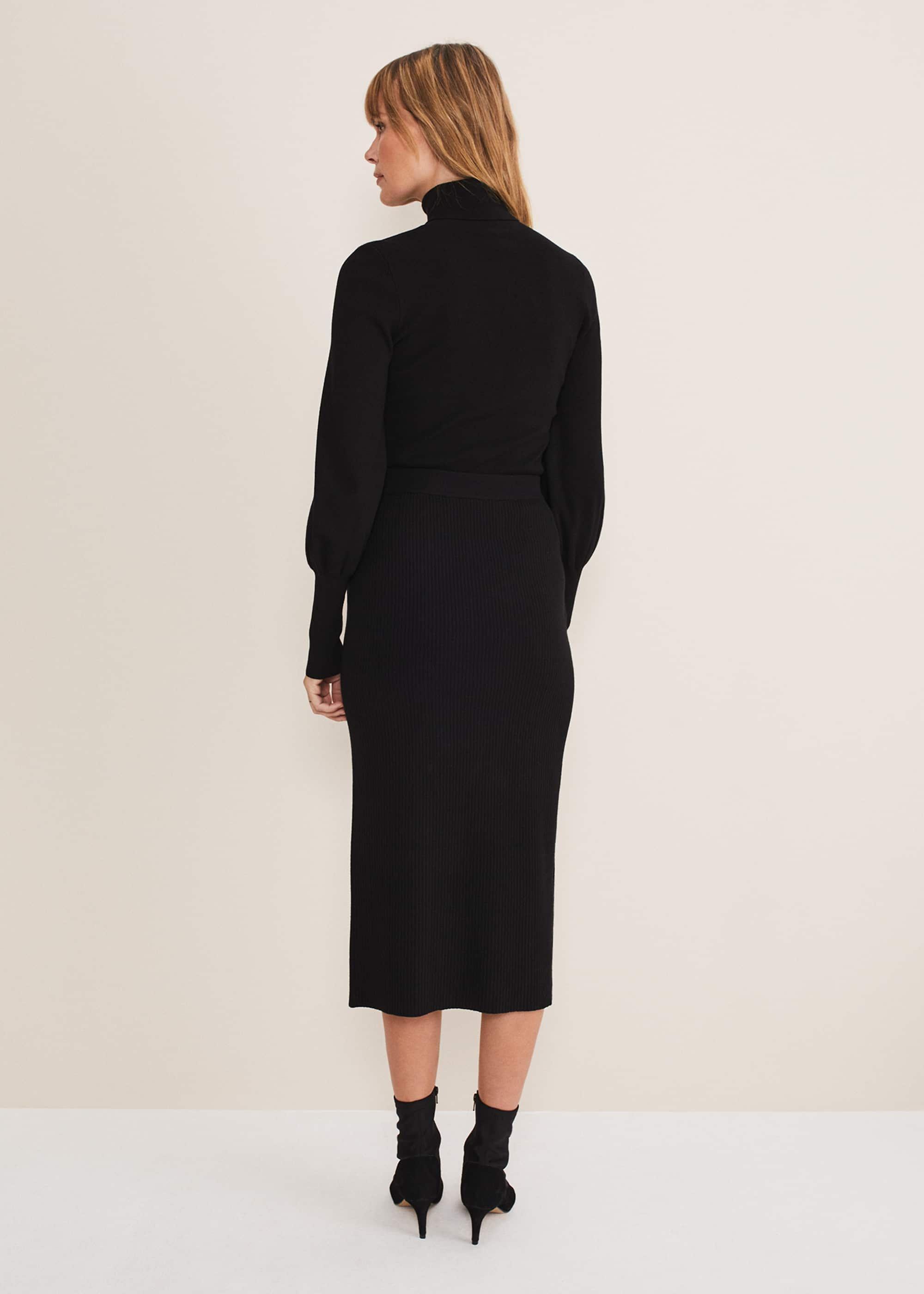 Irina Ribbed Button Detail Knit Skirt