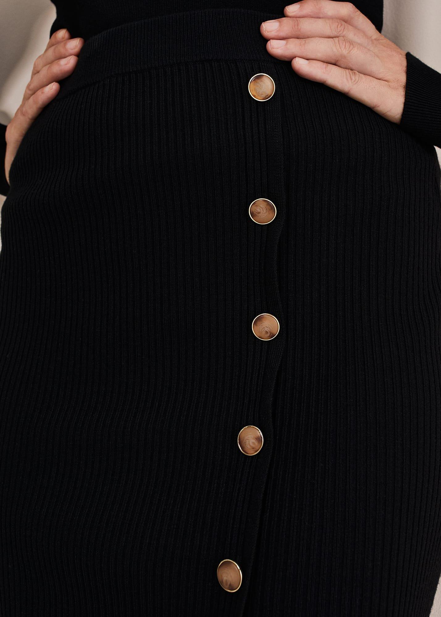 Irina Ribbed Button Detail Knit Skirt