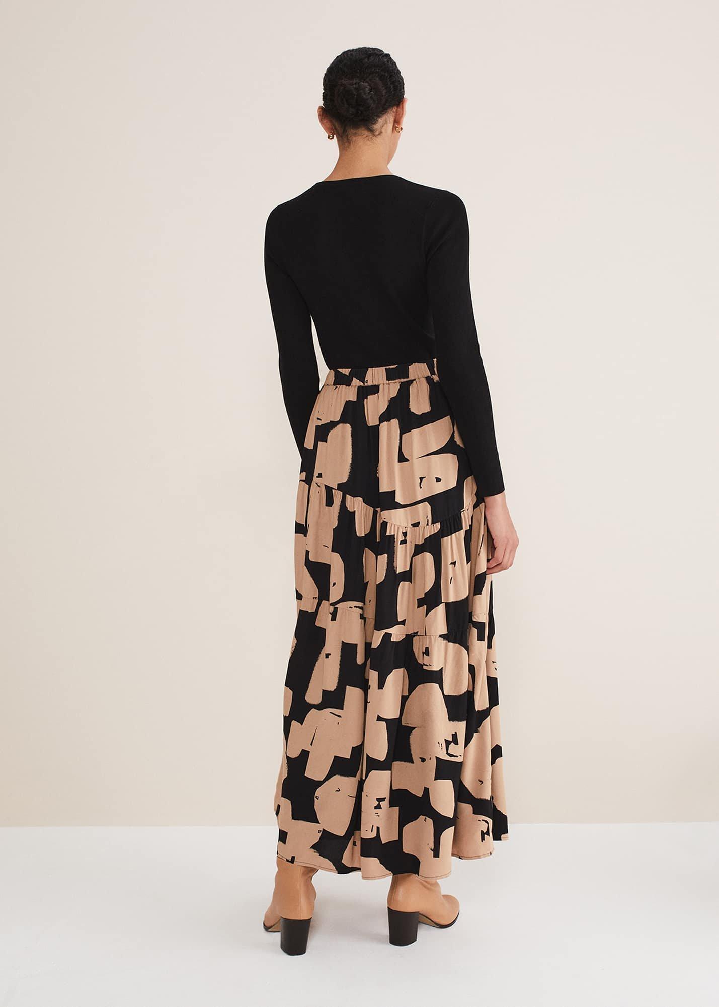 Luana Geo Print Midi Skirt