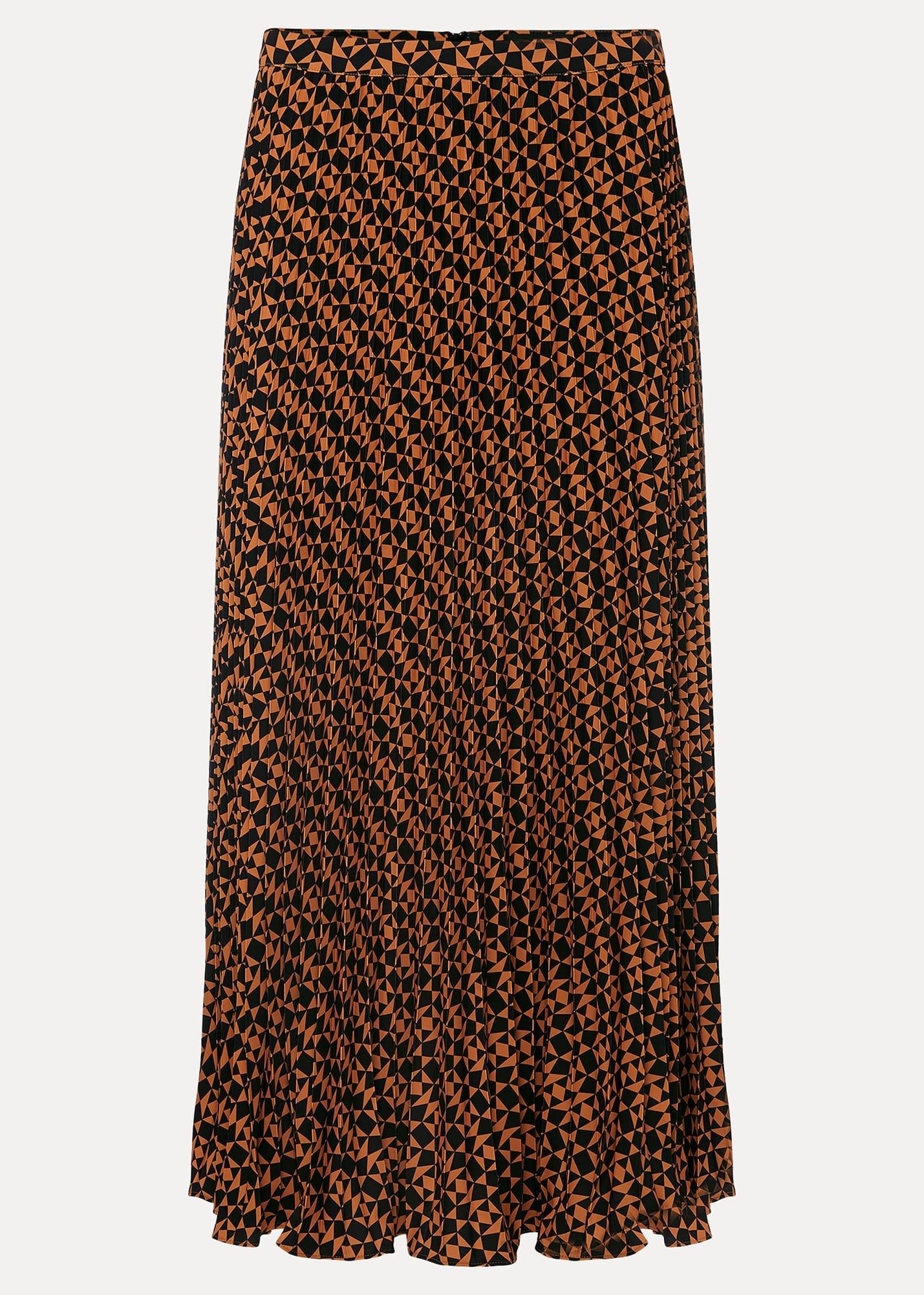 Elmina Pleated Geo Print Midi Skirt