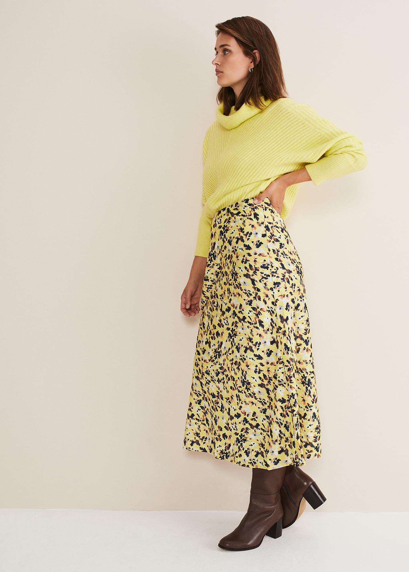 Blaire Floral Satin Slip Skirt