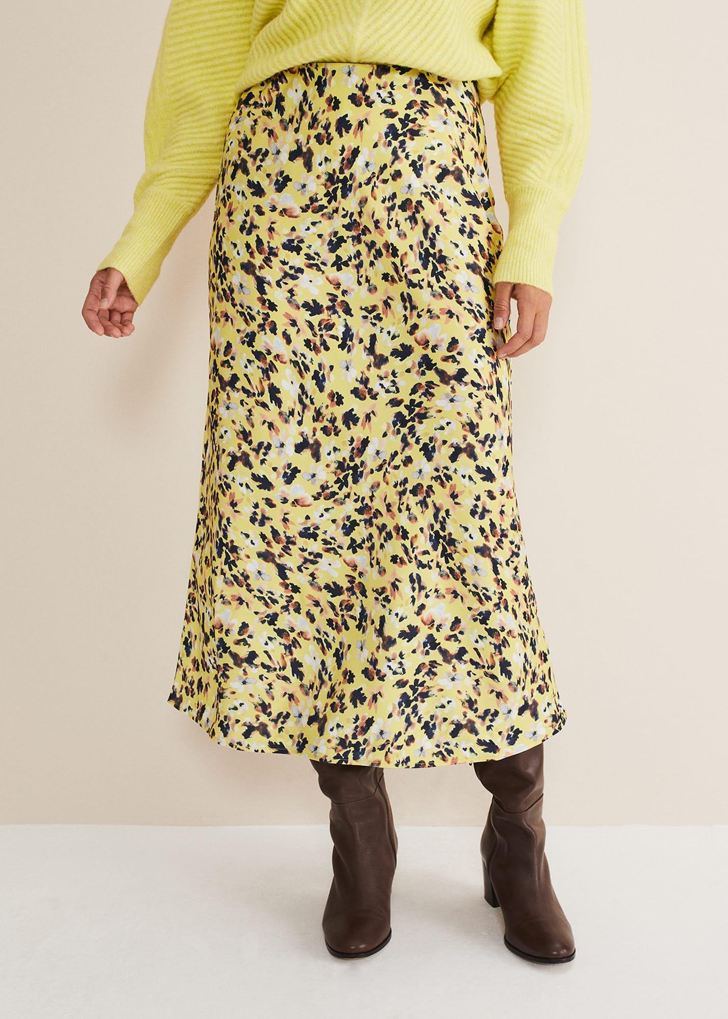 Blaire Floral Satin Slip Skirt