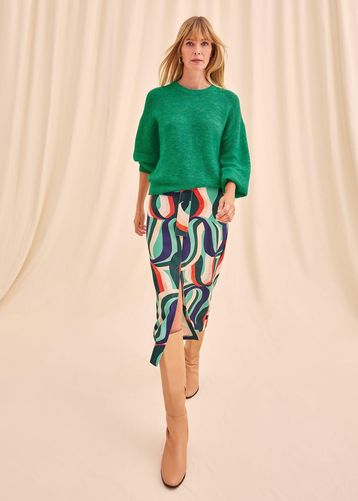 Nathalie Swirl Midi Skirt