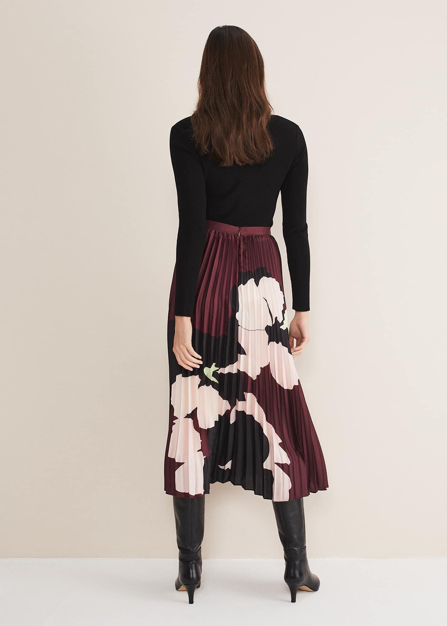Delanie Satin Pleated Skirt
