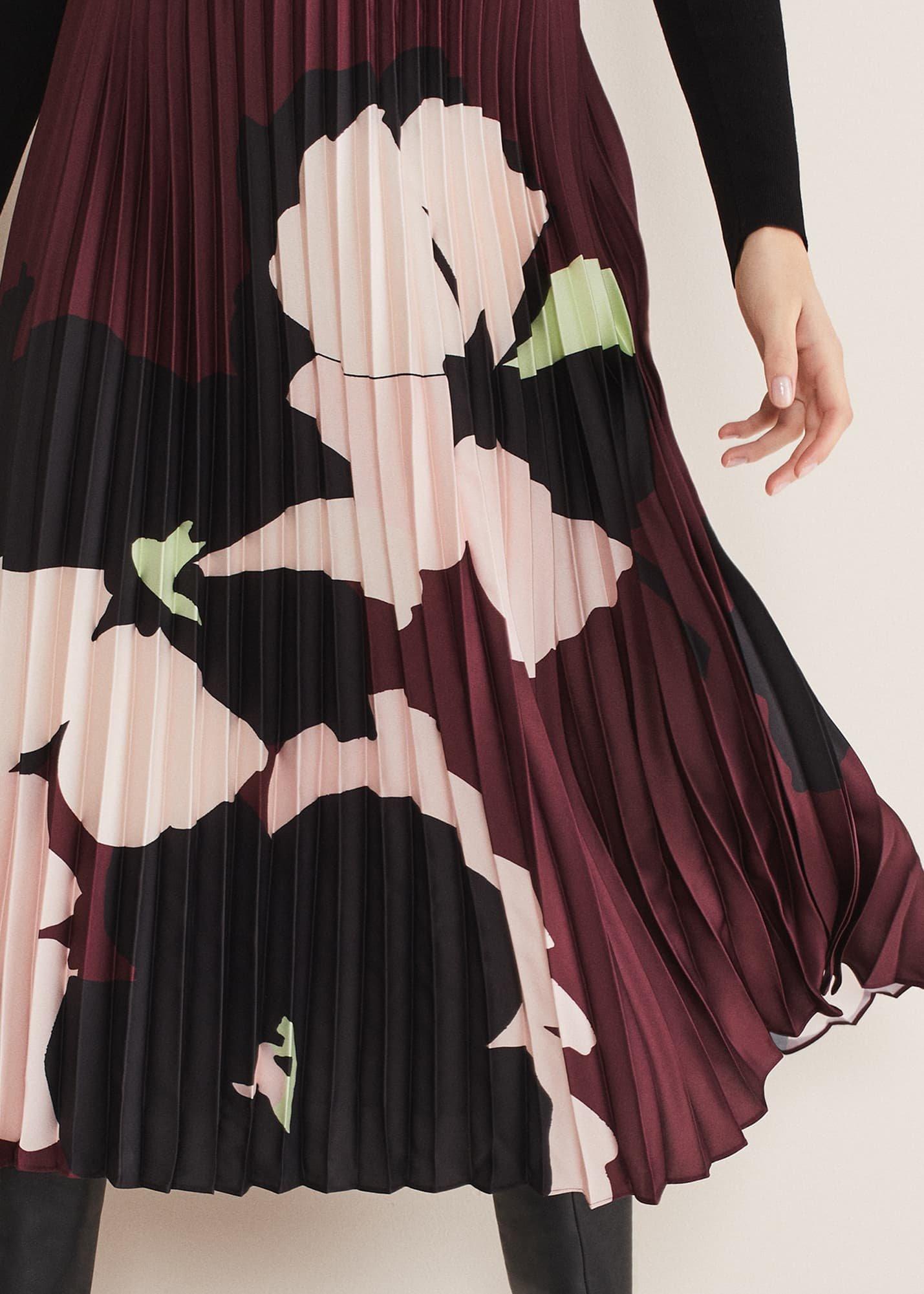 Delanie Satin Pleated Skirt