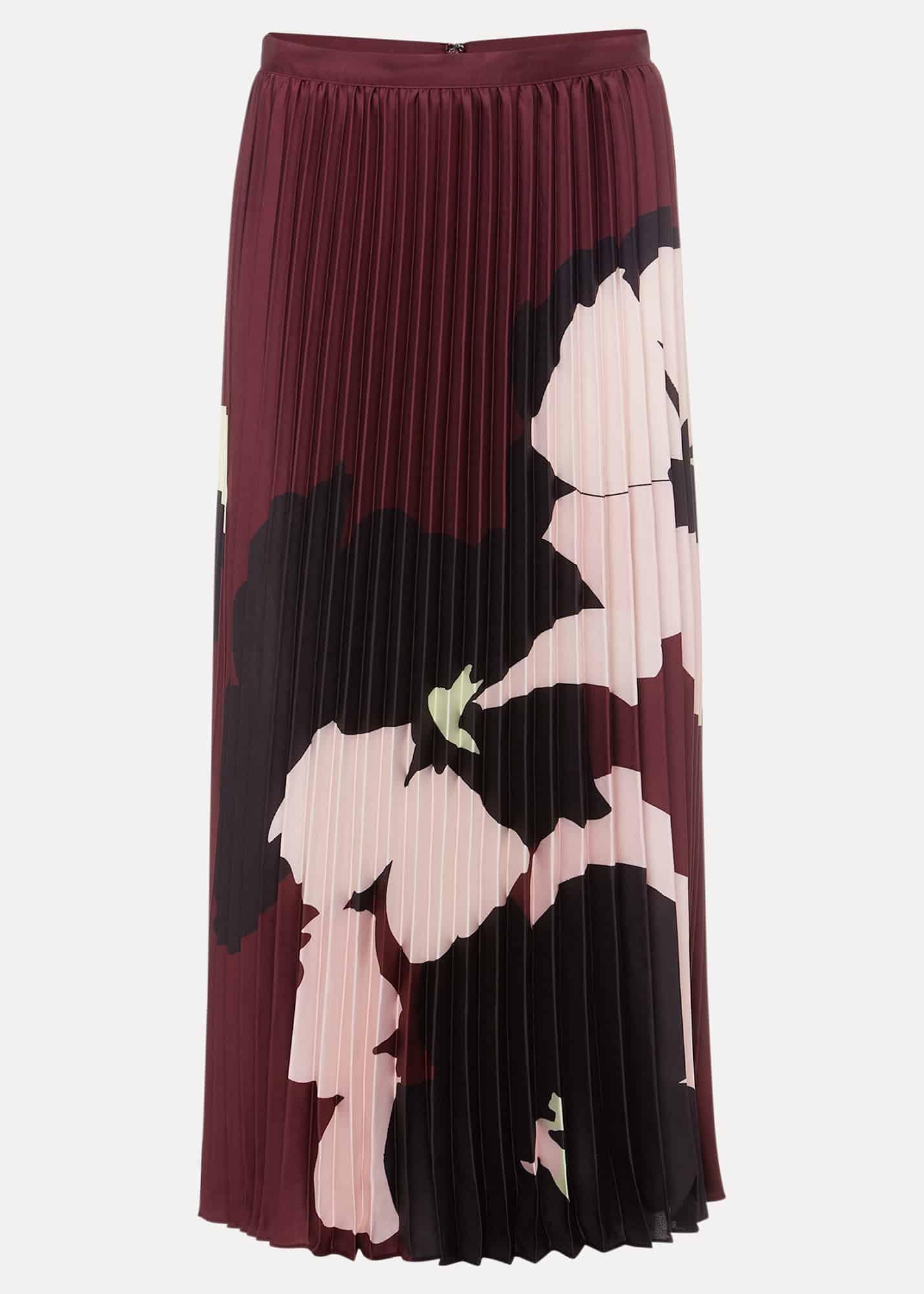 Delanie Satin Pleated Skirt