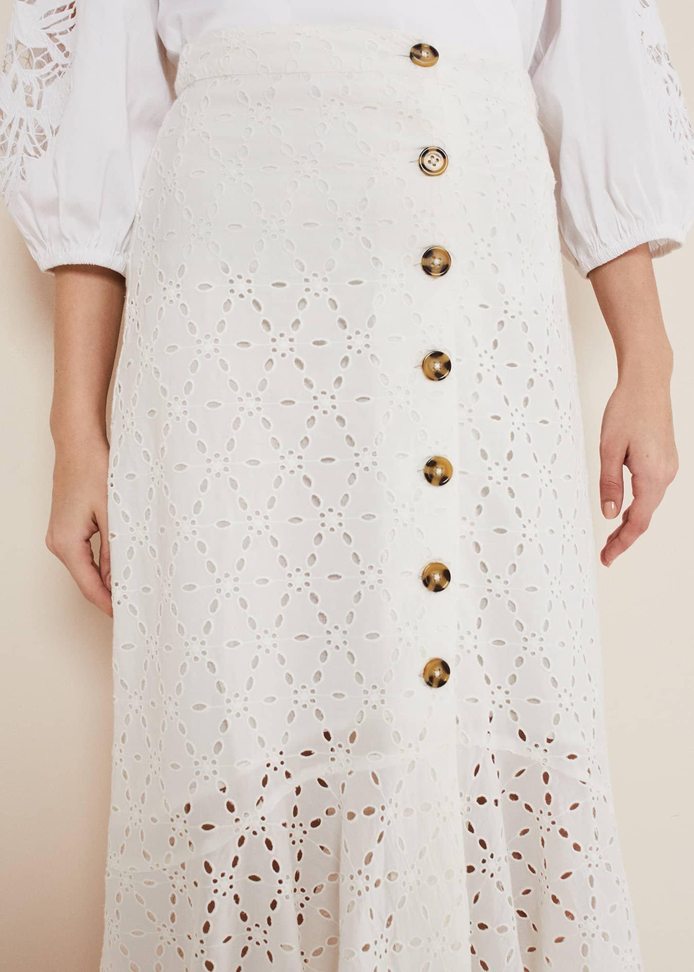 Abla Broderie Midi Skirt