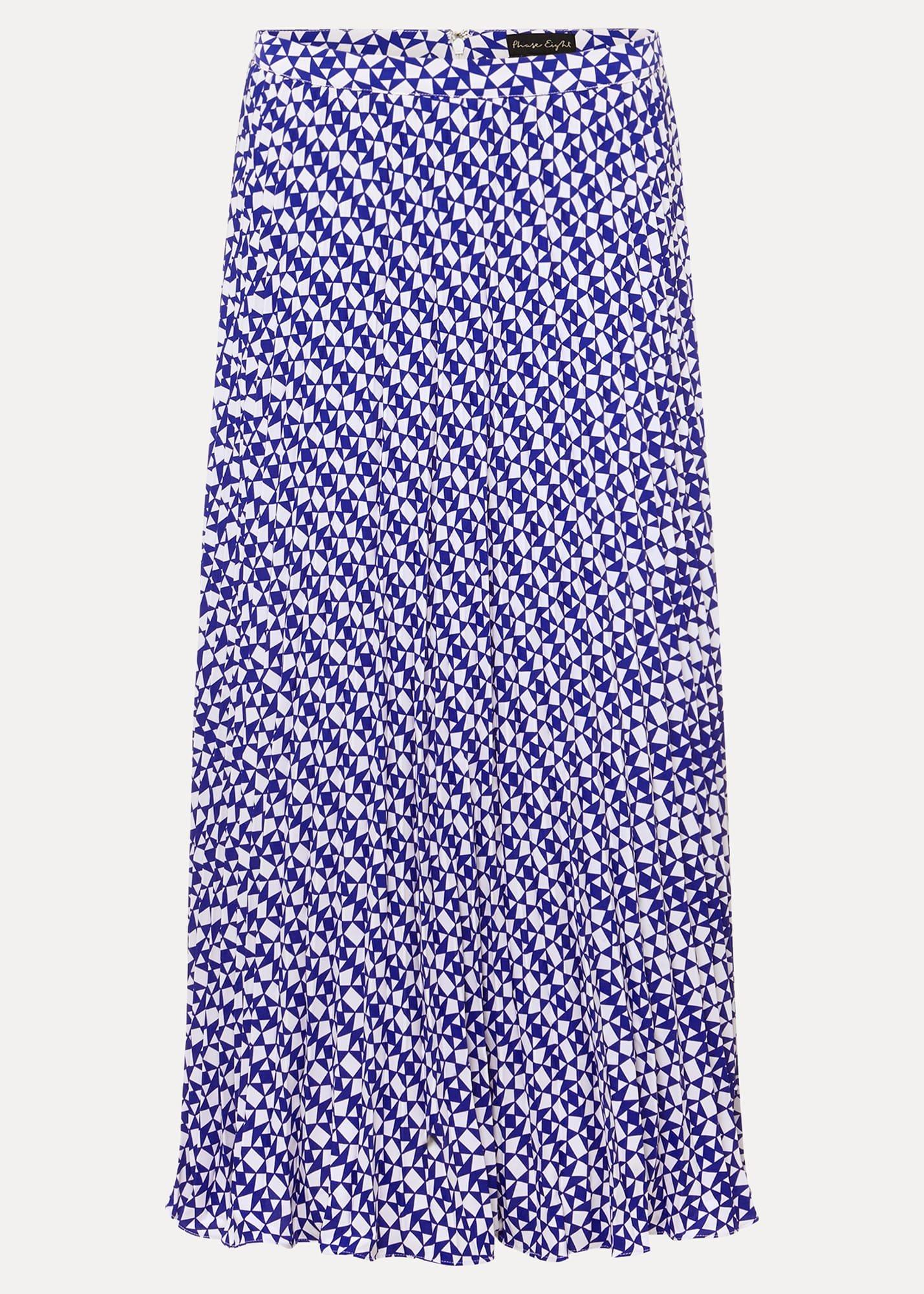 Elmina Geo Pleated Midi Skirt