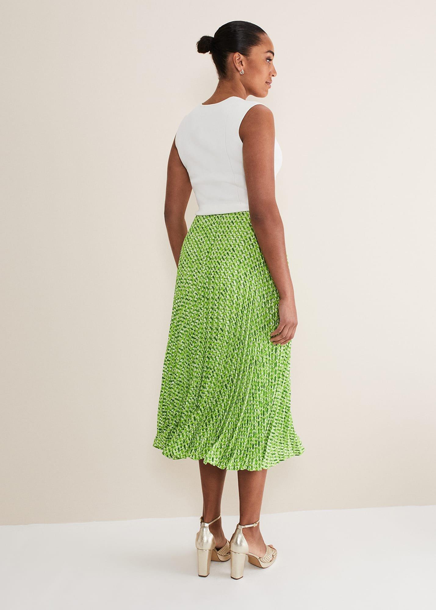Elmina Geo Pleated Midi Skirt