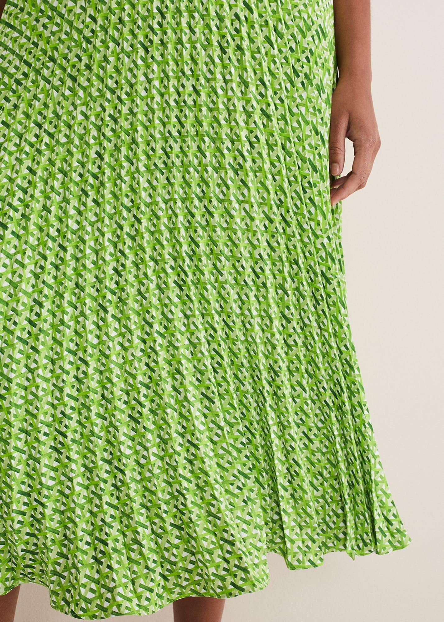 Elmina Geo Pleated Midi Skirt