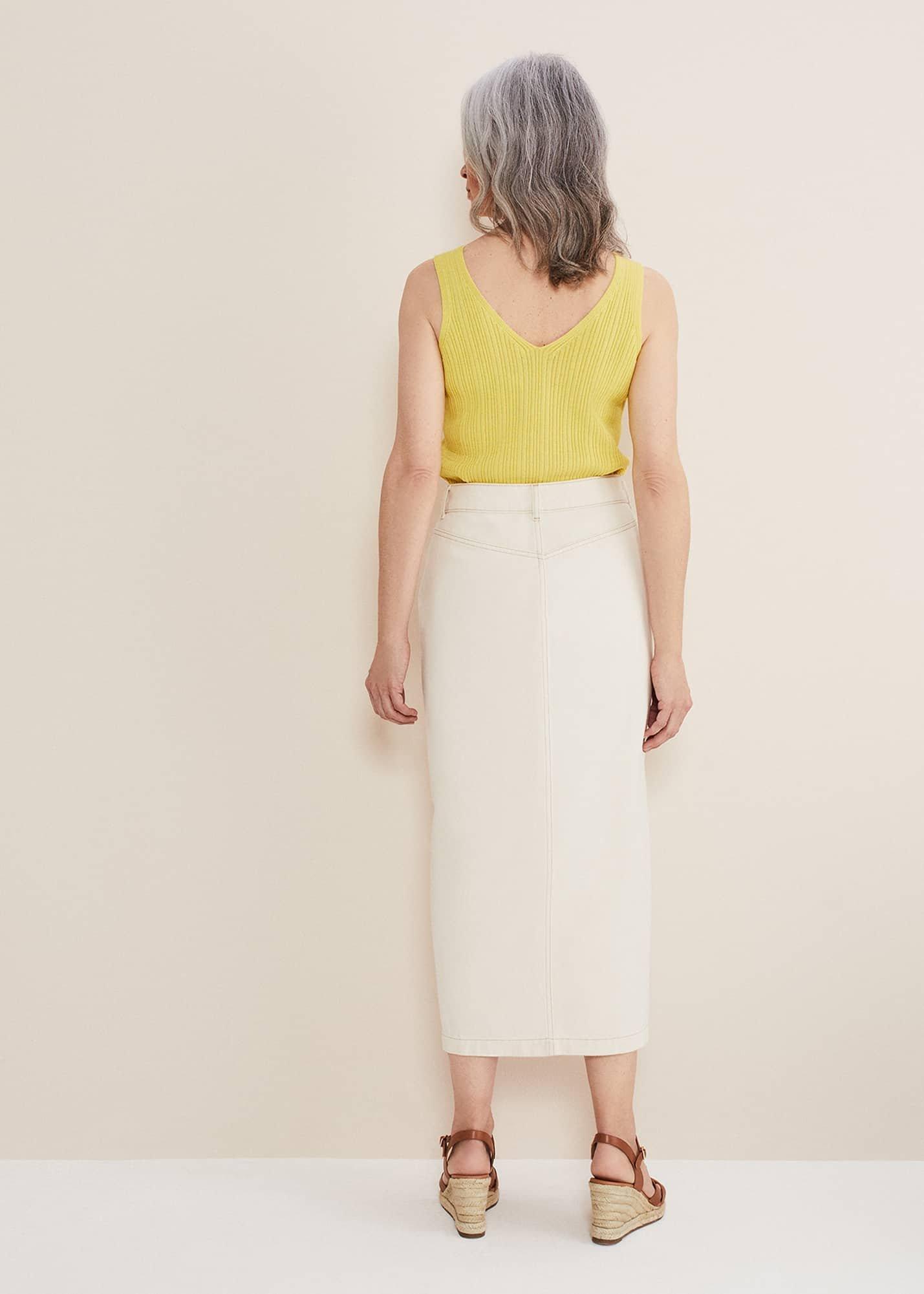 Leilani Denim Spilt Front Midi Skirt