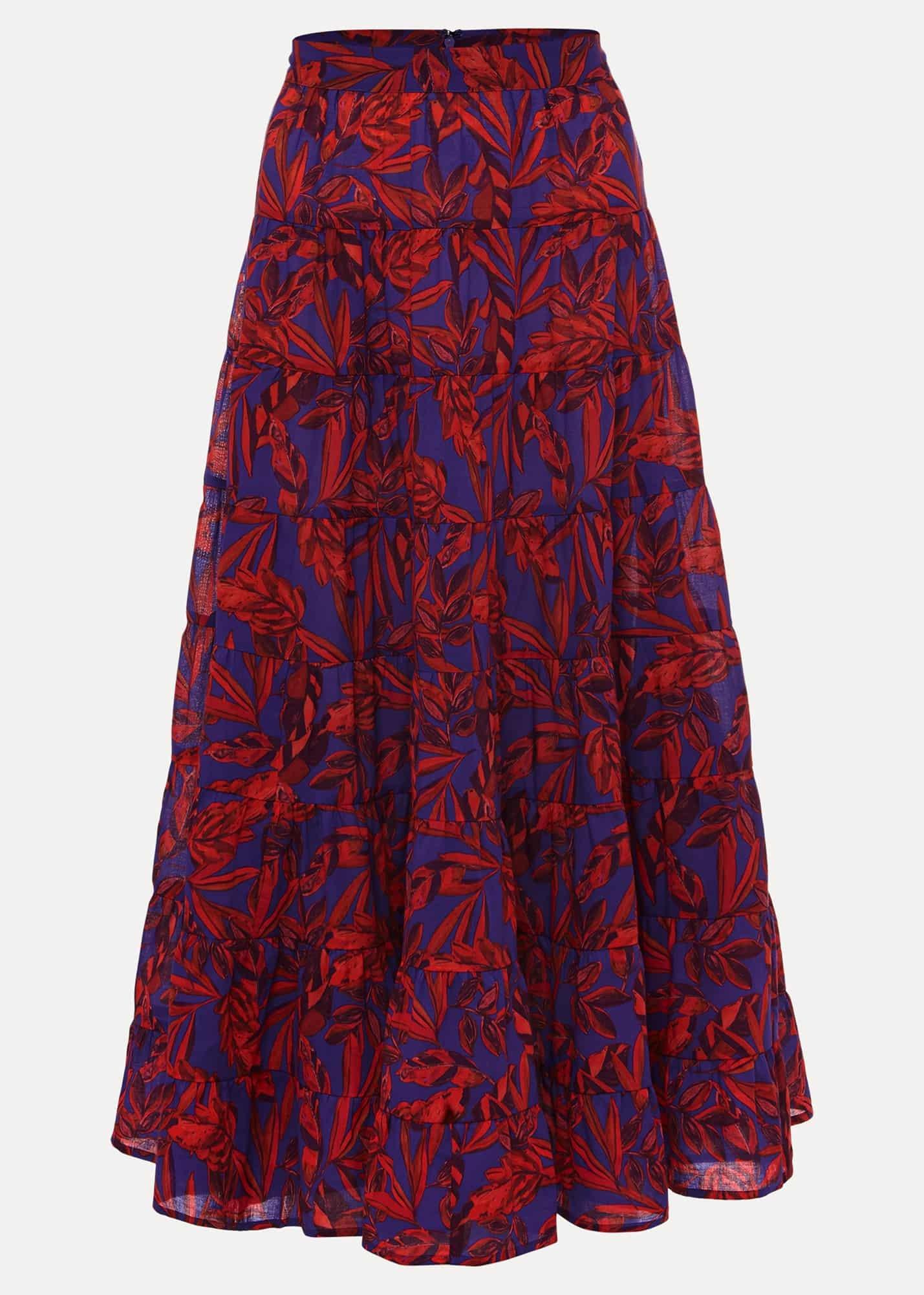 Eloraina Leaf Print Maxi Skirt