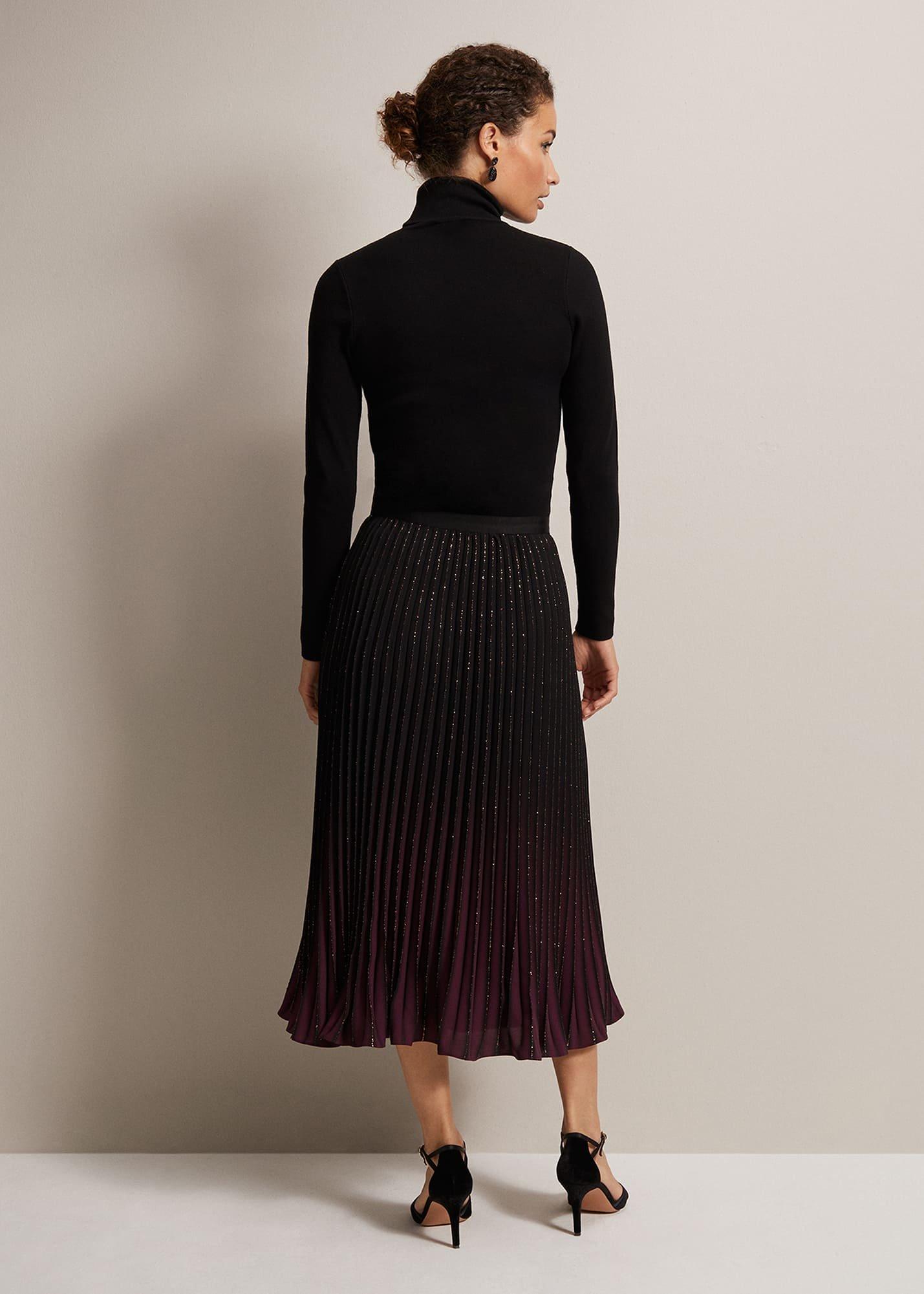 Estella Ombre Pleated Midi Skirt