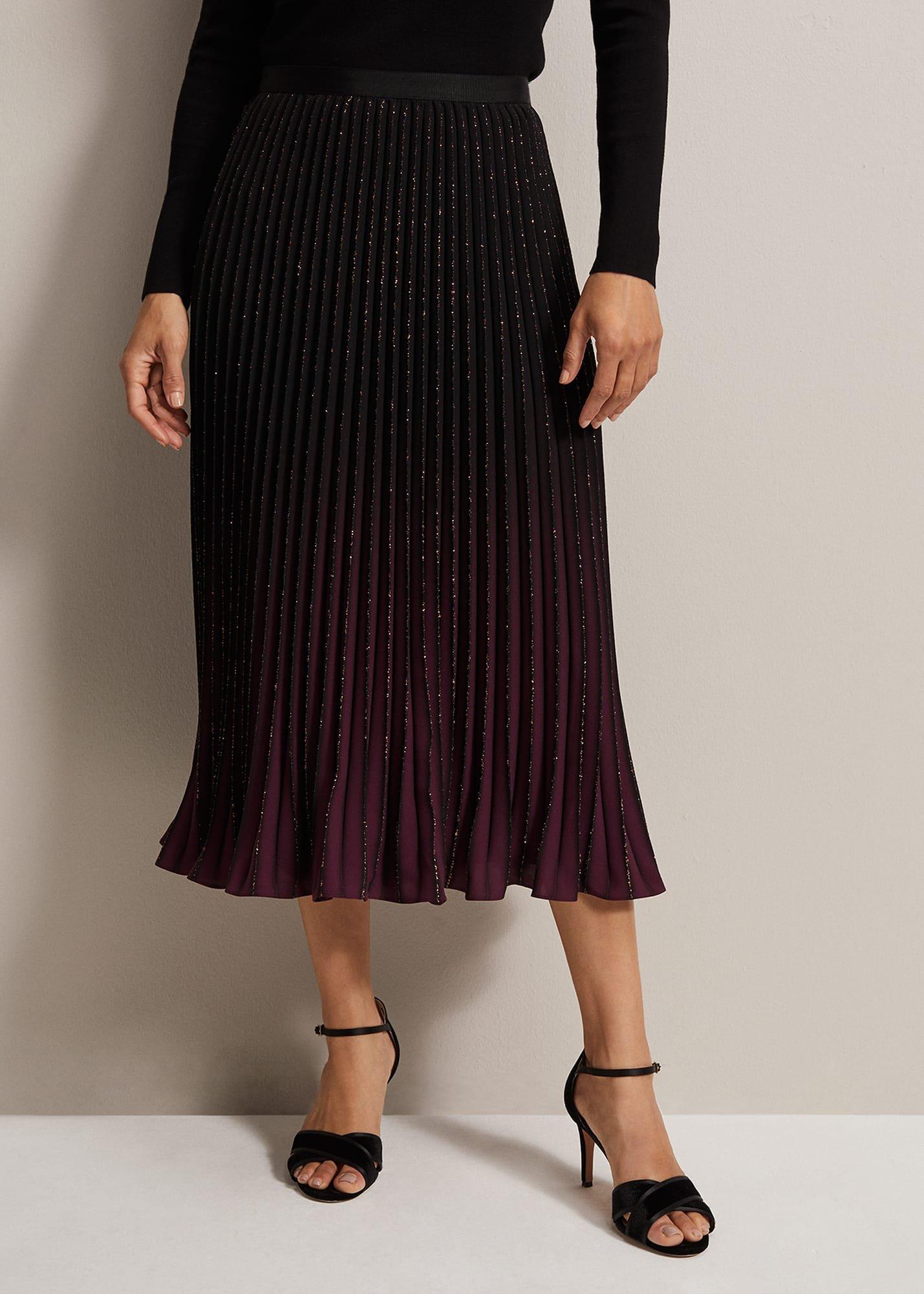 Estella Ombre Pleated Midi Skirt