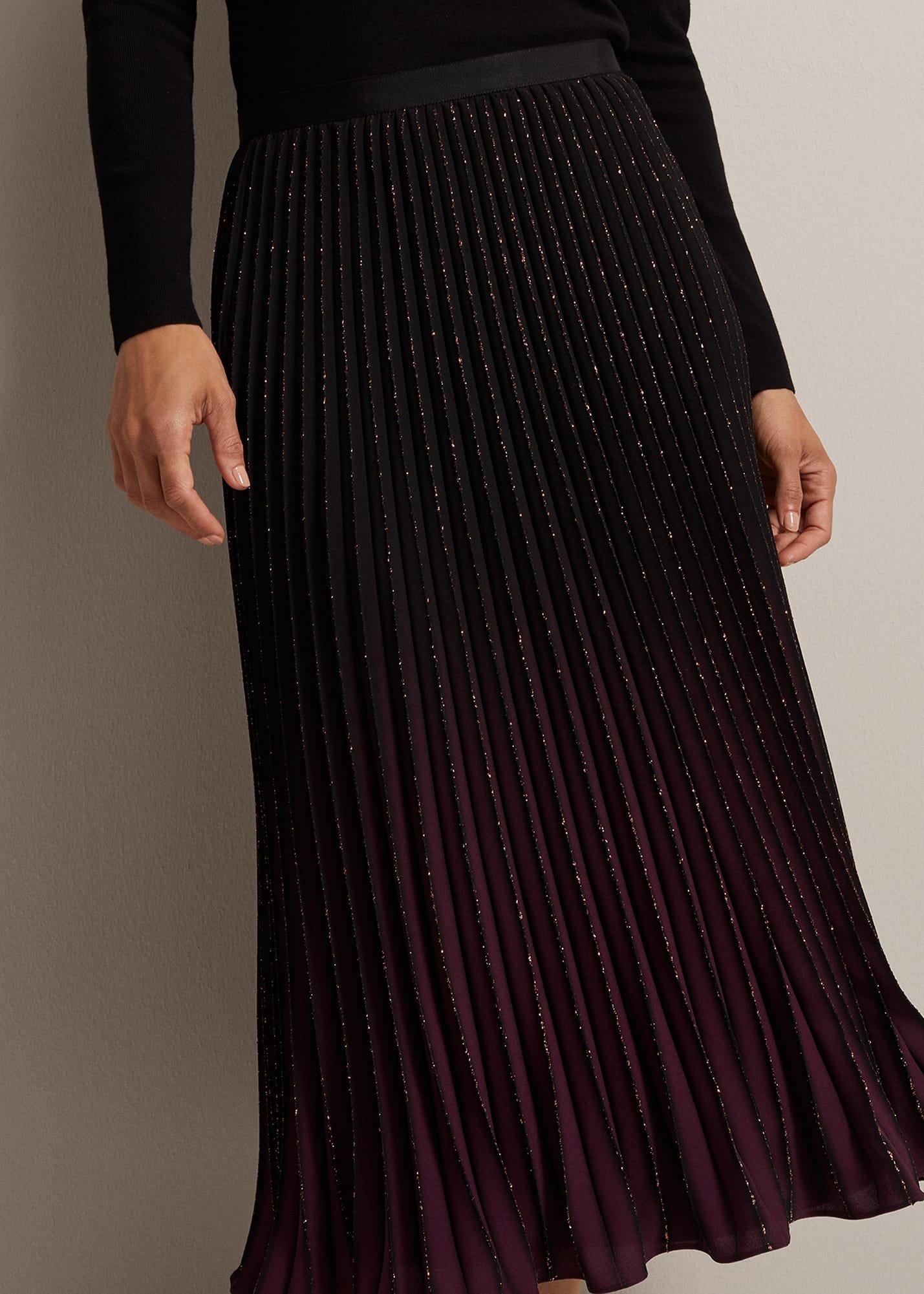 Estella Ombre Pleated Midi Skirt