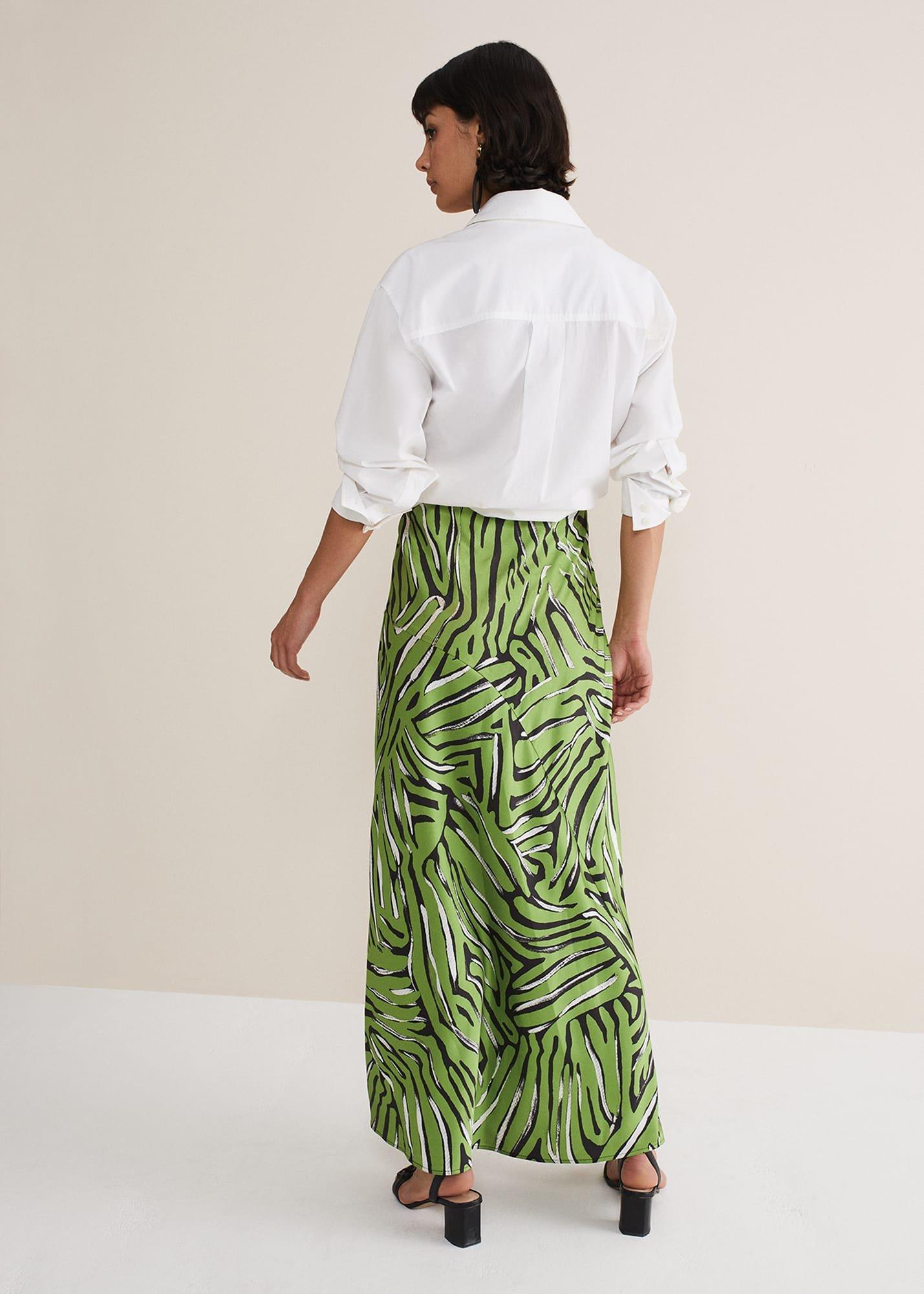 Norabel Zebra Print Satin Skirt