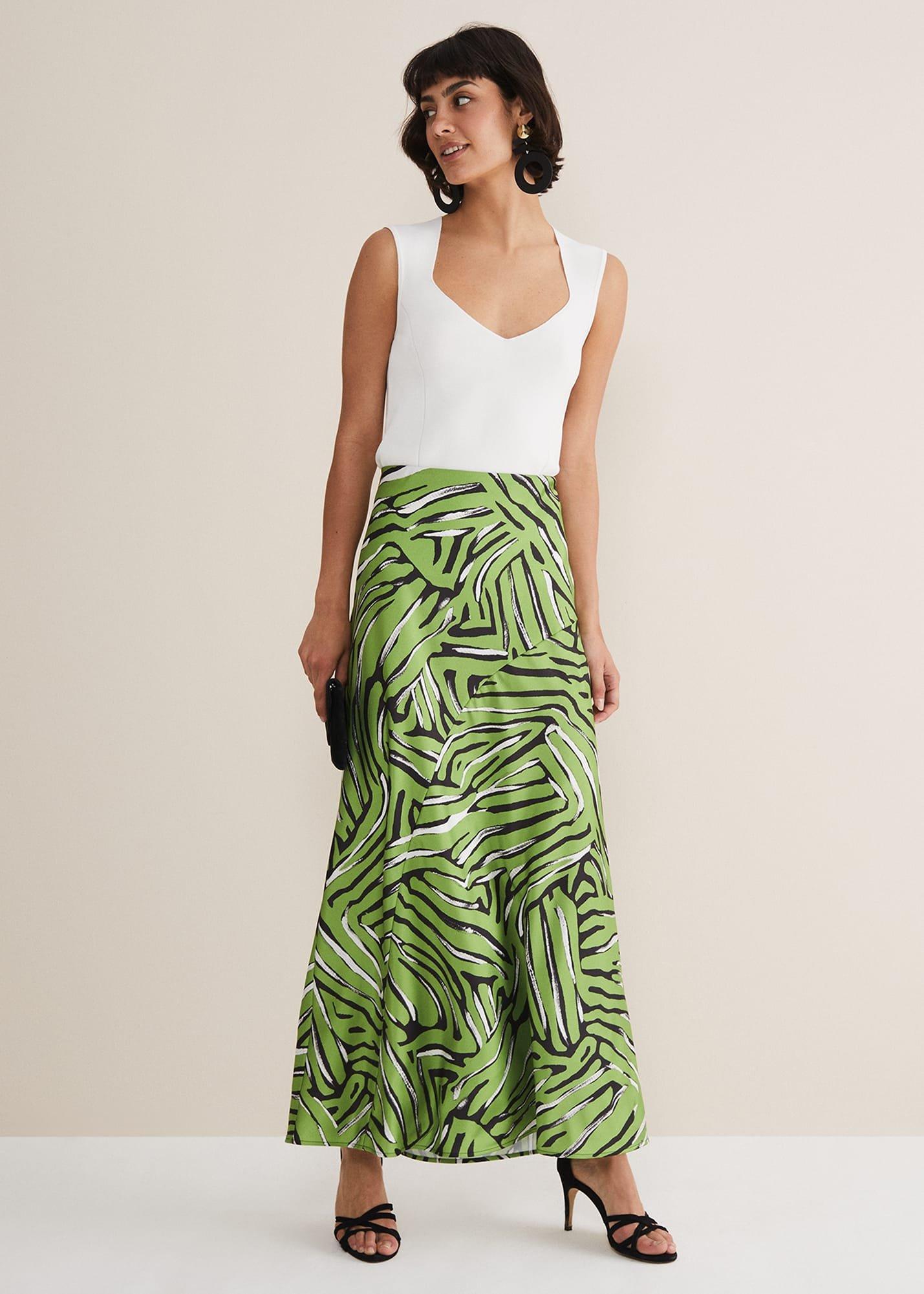 Norabel Zebra Print Satin Skirt