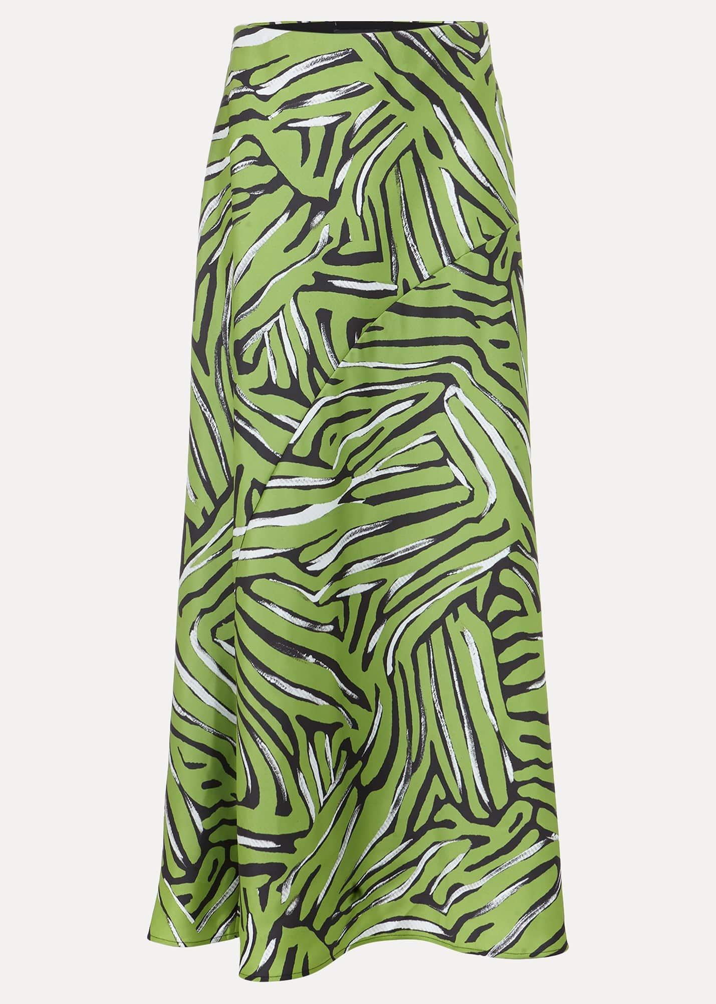Norabel Zebra Print Satin Skirt
