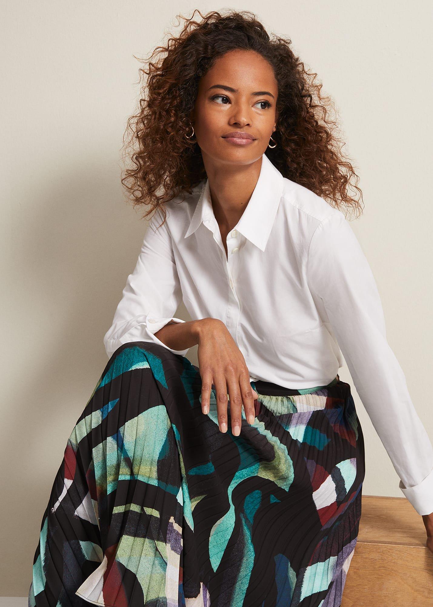 Elmina Abstract Pleated Midi Skirt