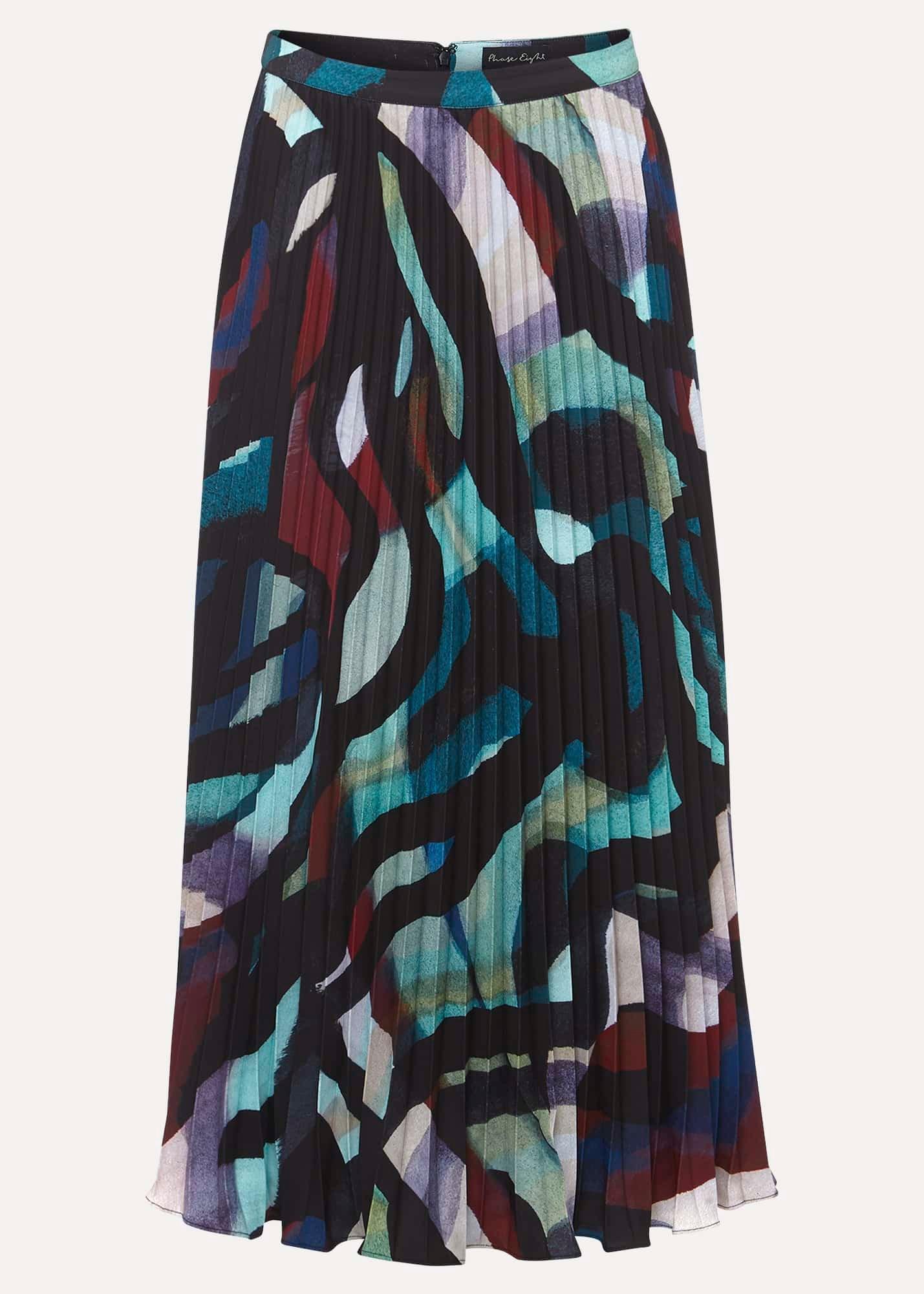 Elmina Abstract Pleated Midi Skirt